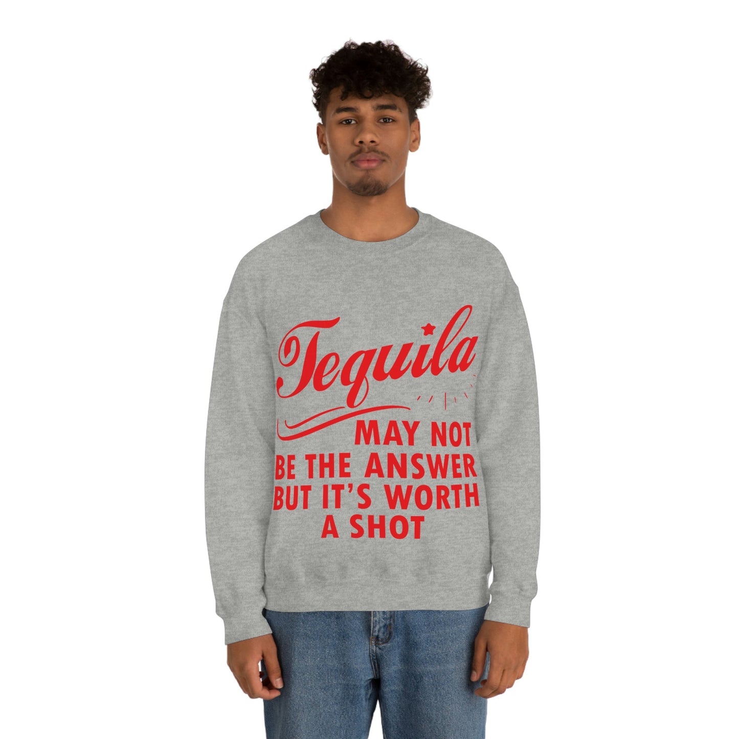 Tequila May Not Be The Answer But It’s Worth A Shot Bar Lovers Slogans Unisex Heavy Blend™ Crewneck Sweatshirt Ichaku [Perfect Gifts Selection]