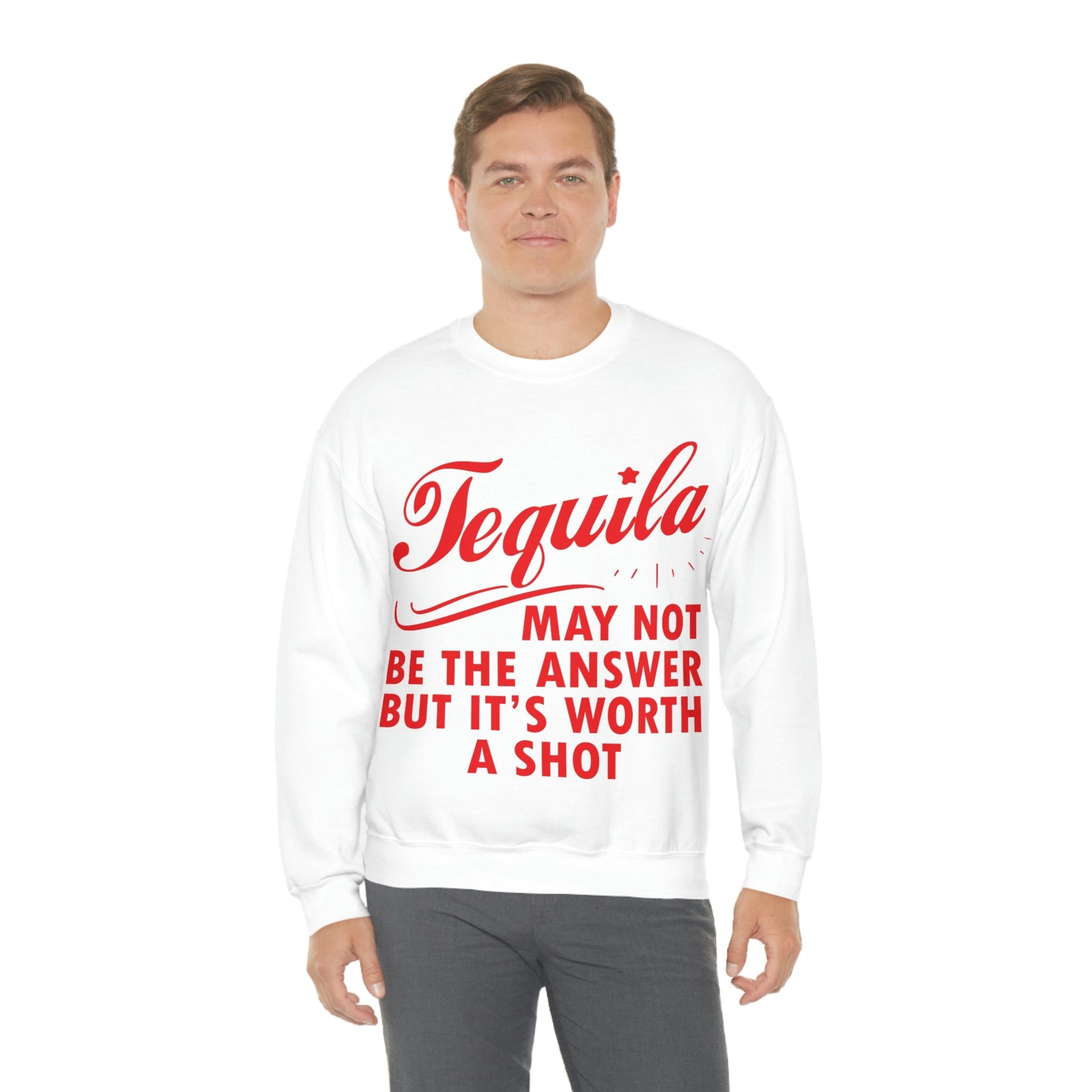 Tequila May Not Be The Answer But It’s Worth A Shot Bar Lovers Slogans Unisex Heavy Blend™ Crewneck Sweatshirt Ichaku [Perfect Gifts Selection]