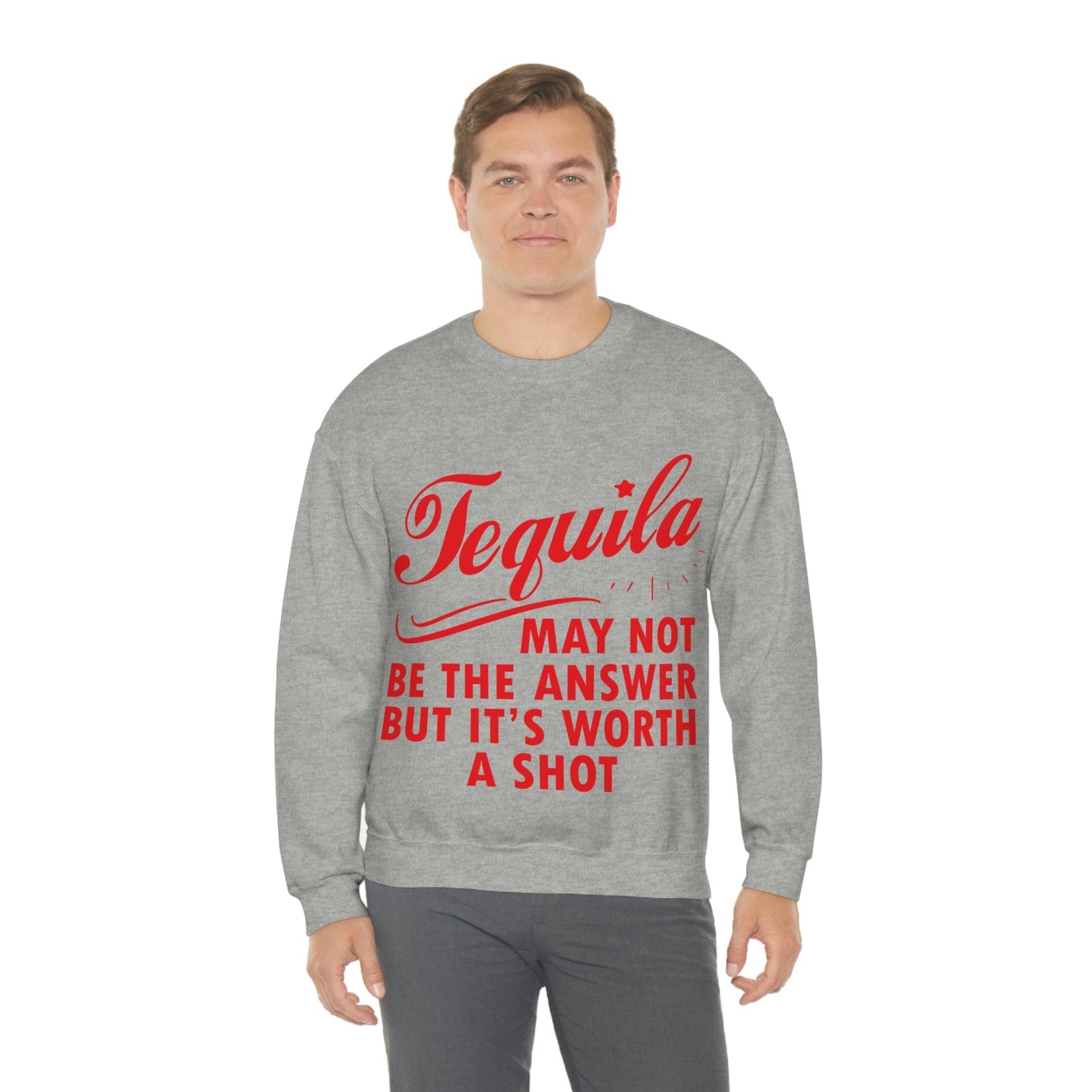 Tequila May Not Be The Answer But It’s Worth A Shot Bar Lovers Slogans Unisex Heavy Blend™ Crewneck Sweatshirt Ichaku [Perfect Gifts Selection]