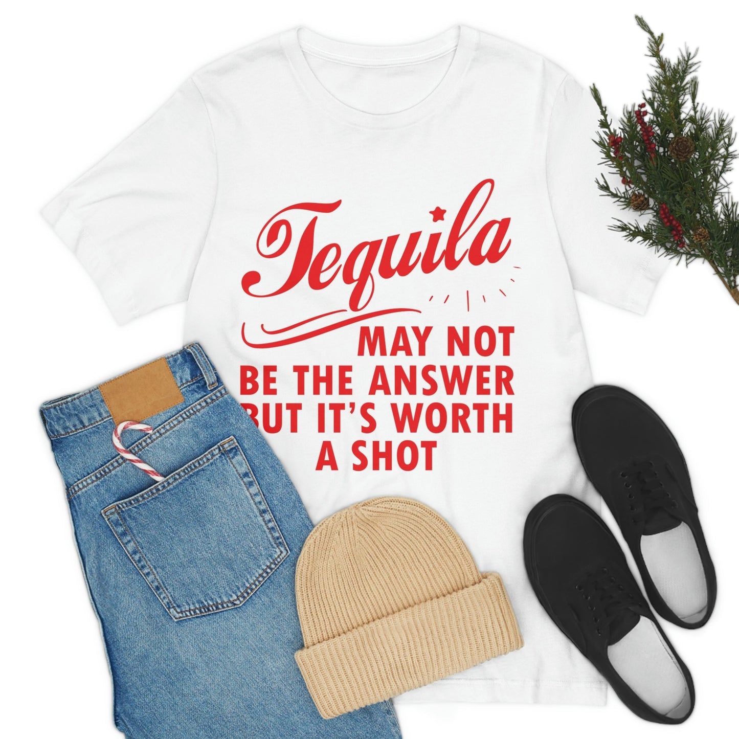 Tequila May Not Be The Answer But It’s Worth A Shot Bar Lovers Slogans Unisex Jersey Short Sleeve T-Shirt Ichaku [Perfect Gifts Selection]