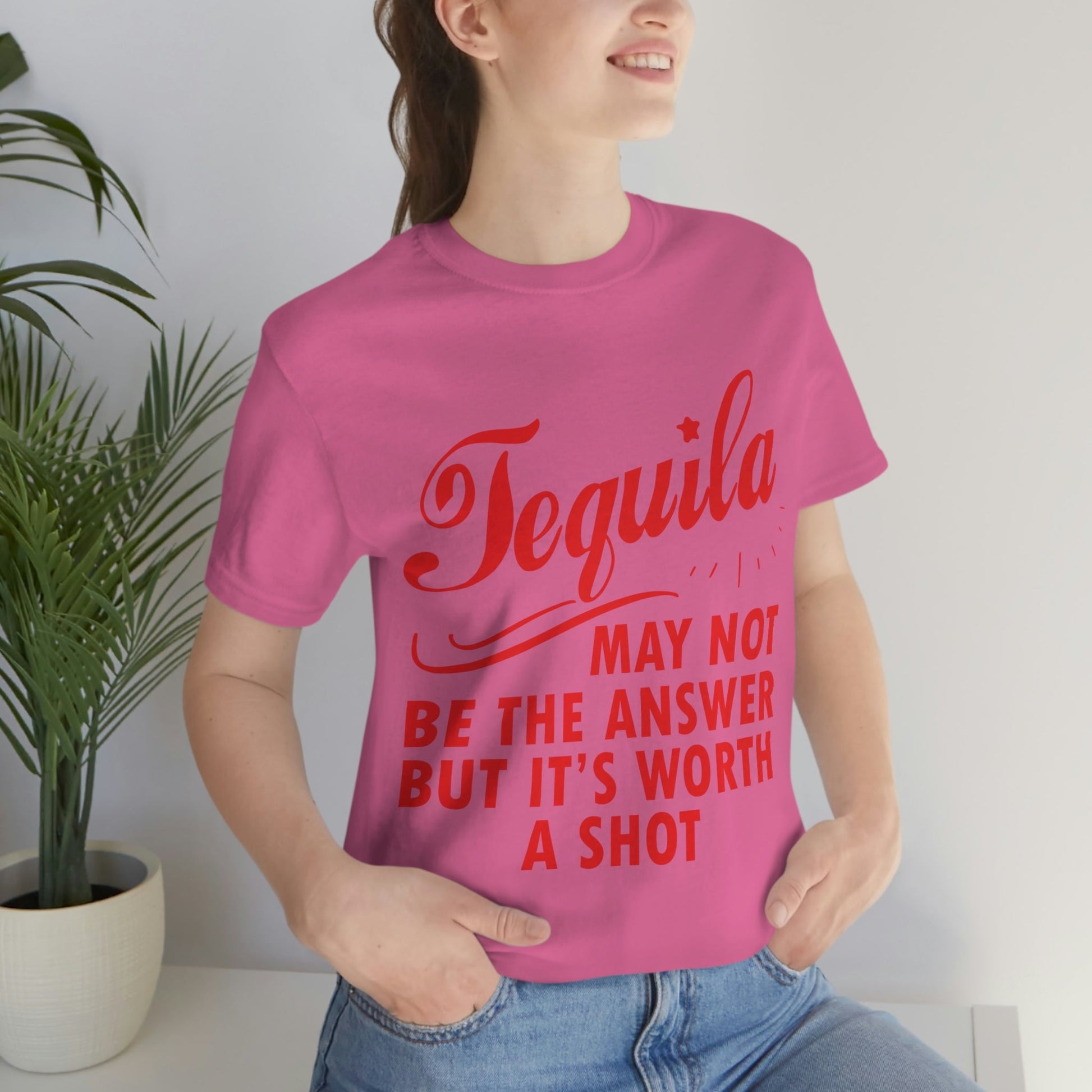 Tequila May Not Be The Answer But It’s Worth A Shot Bar Lovers Slogans Unisex Jersey Short Sleeve T-Shirt Ichaku [Perfect Gifts Selection]