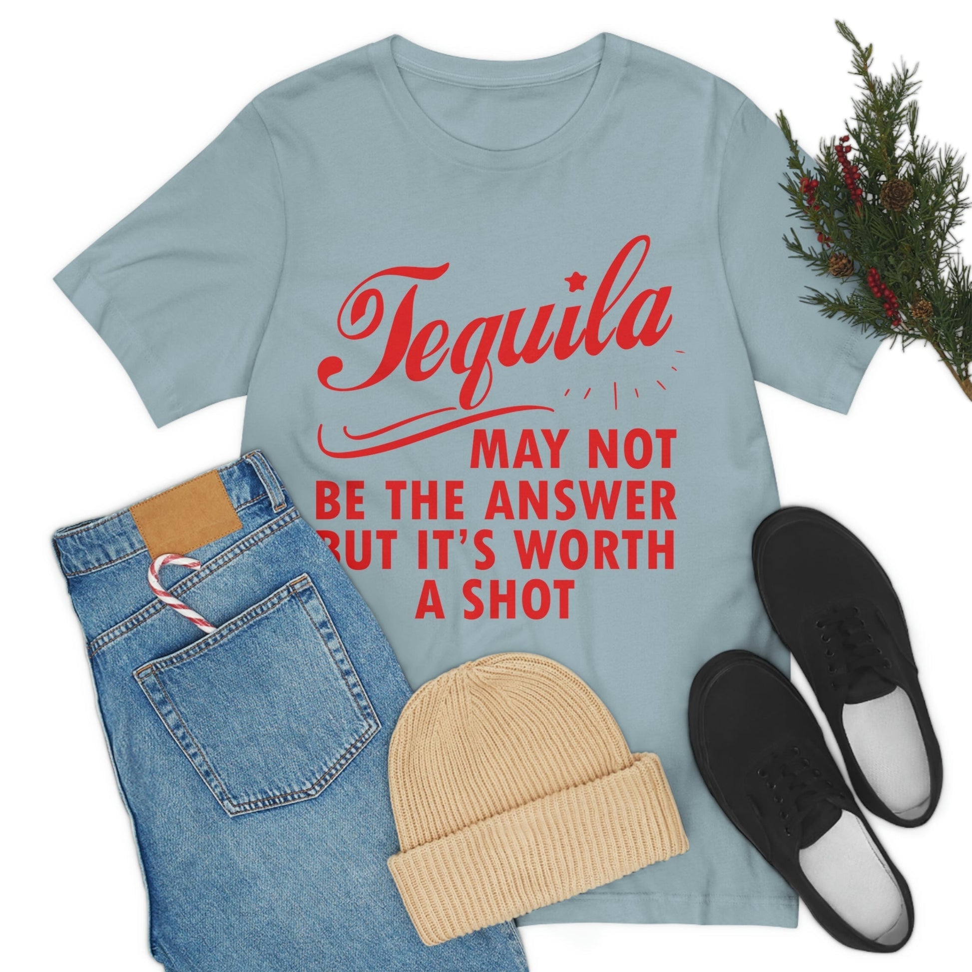 Tequila May Not Be The Answer But It’s Worth A Shot Bar Lovers Slogans Unisex Jersey Short Sleeve T-Shirt Ichaku [Perfect Gifts Selection]