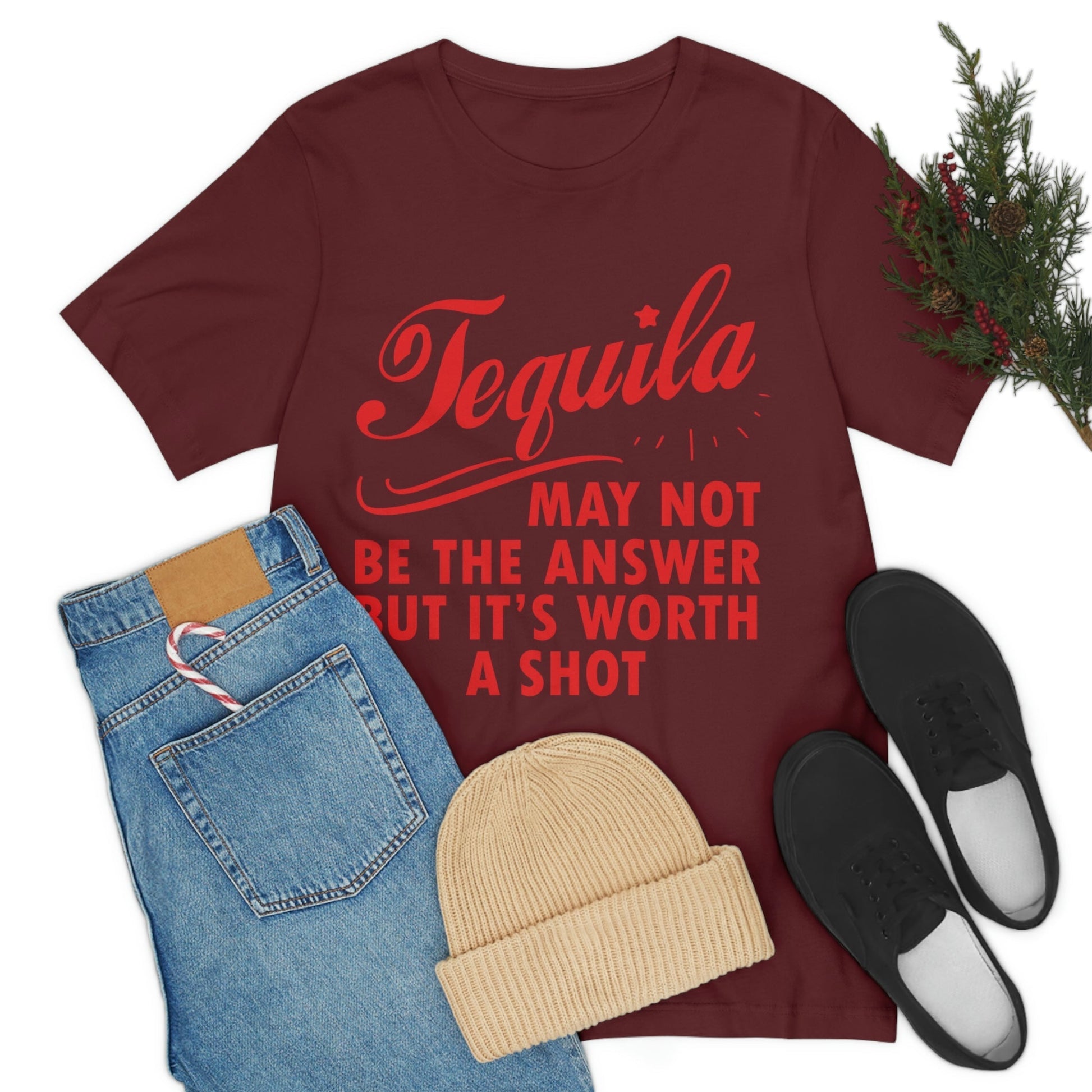 Tequila May Not Be The Answer But It’s Worth A Shot Bar Lovers Slogans Unisex Jersey Short Sleeve T-Shirt Ichaku [Perfect Gifts Selection]