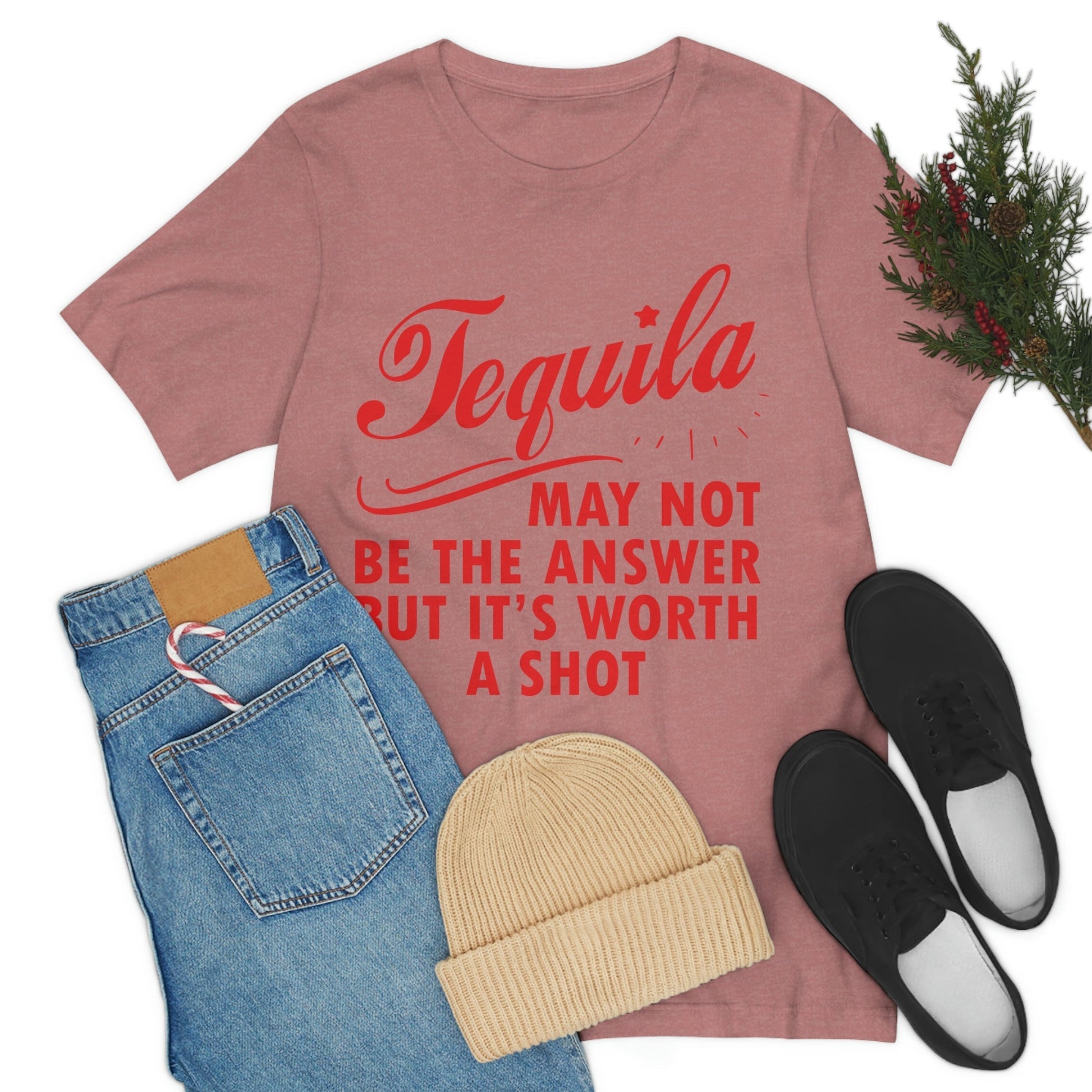 Tequila May Not Be The Answer But It’s Worth A Shot Bar Lovers Slogans Unisex Jersey Short Sleeve T-Shirt Ichaku [Perfect Gifts Selection]