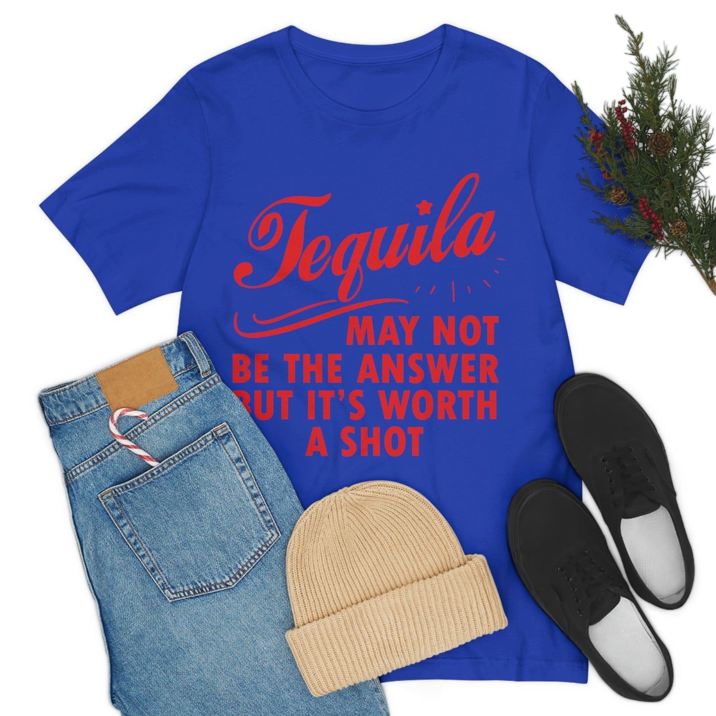 Tequila May Not Be The Answer But It’s Worth A Shot Bar Lovers Slogans Unisex Jersey Short Sleeve T-Shirt Ichaku [Perfect Gifts Selection]