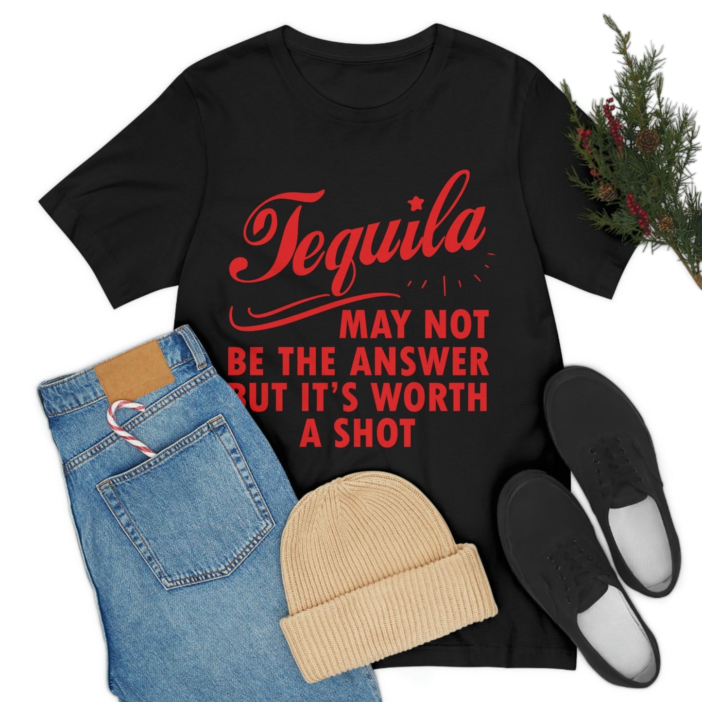 Tequila May Not Be The Answer But It’s Worth A Shot Bar Lovers Slogans Unisex Jersey Short Sleeve T-Shirt Ichaku [Perfect Gifts Selection]