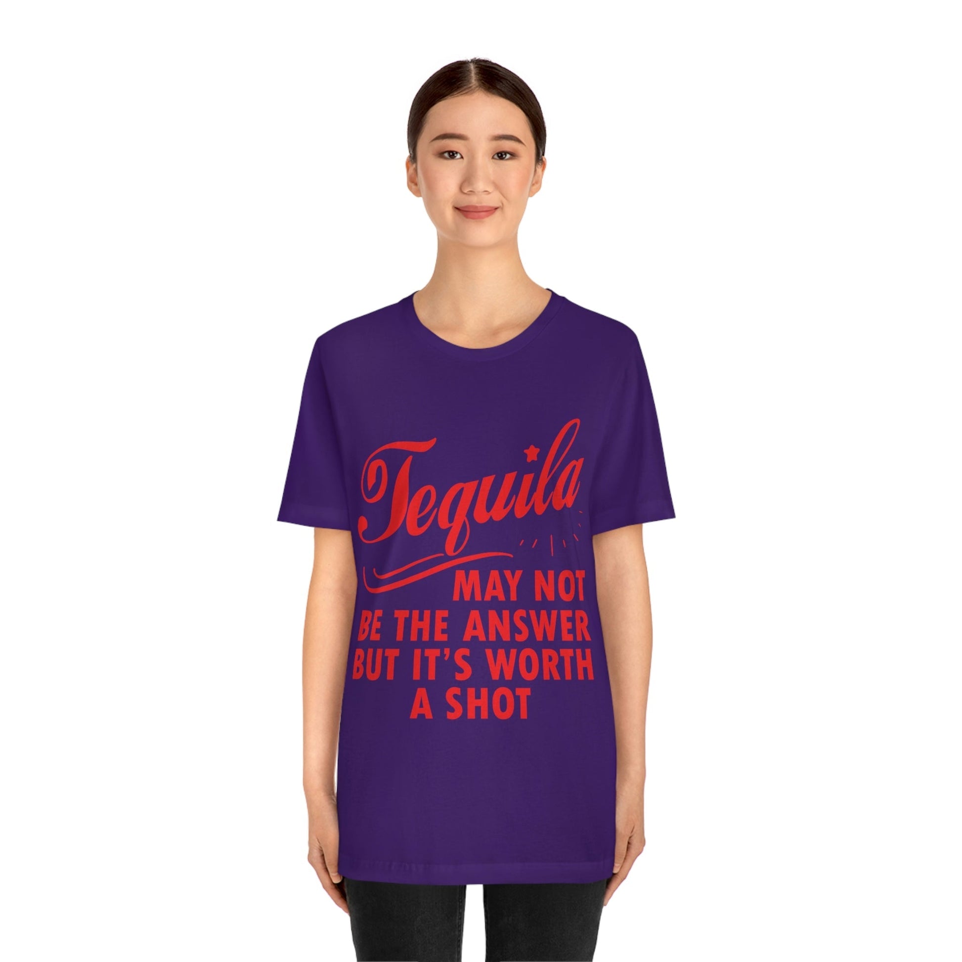 Tequila May Not Be The Answer But It’s Worth A Shot Bar Lovers Slogans Unisex Jersey Short Sleeve T-Shirt Ichaku [Perfect Gifts Selection]