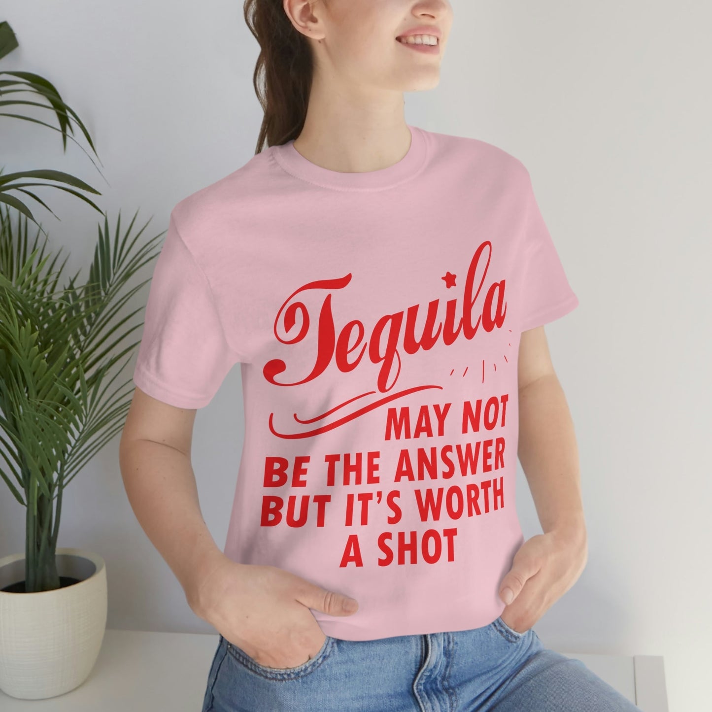 Tequila May Not Be The Answer But It’s Worth A Shot Bar Lovers Slogans Unisex Jersey Short Sleeve T-Shirt Ichaku [Perfect Gifts Selection]