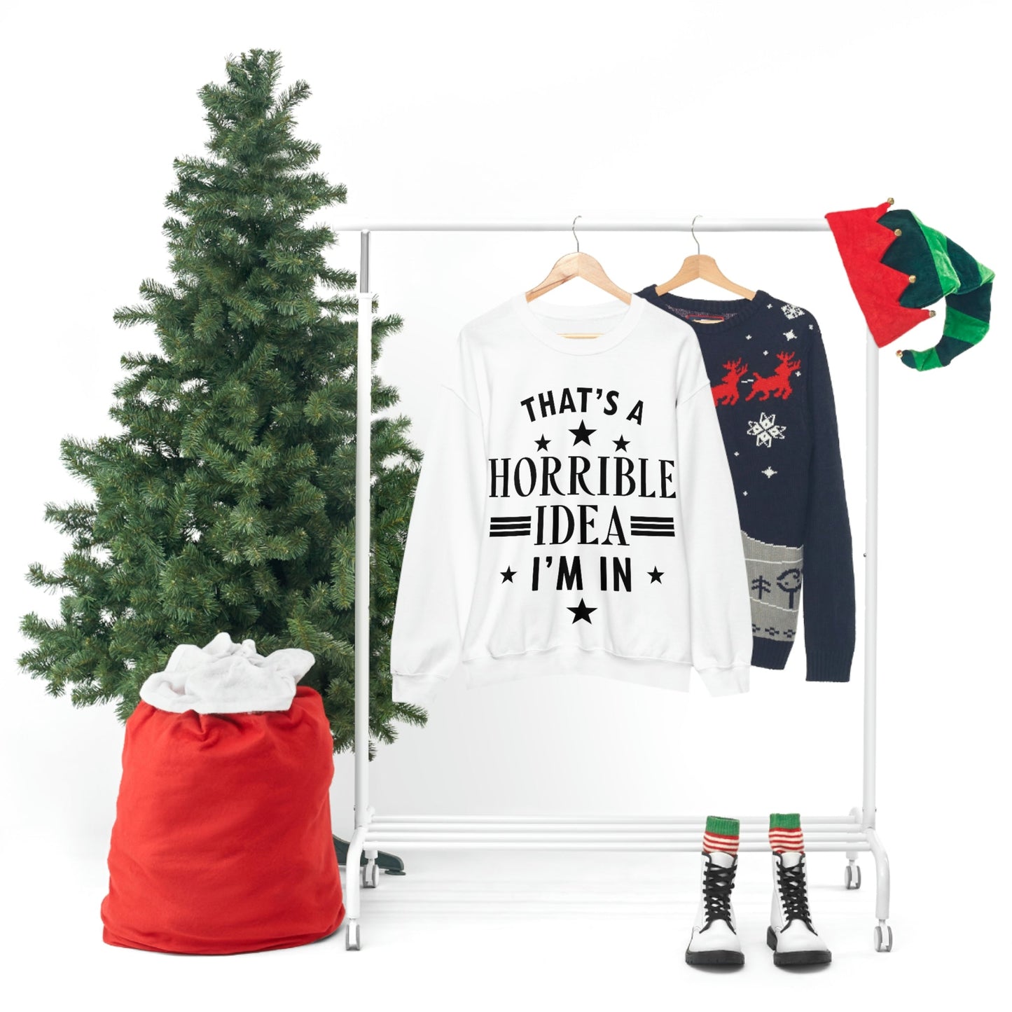 Thats a Horrible Idea I`m In Humor Quotes Black Text Unisex Heavy Blend™ Crewneck Sweatshirt Ichaku [Perfect Gifts Selection]