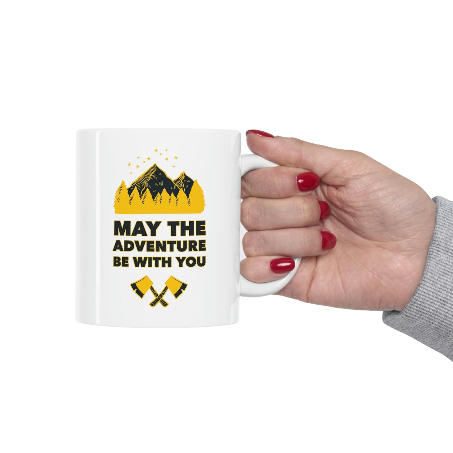 The Mountains Are Calling Hiking Fan Slogan Ceramic Mug 11oz Ichaku [Perfect Gifts Selection]
