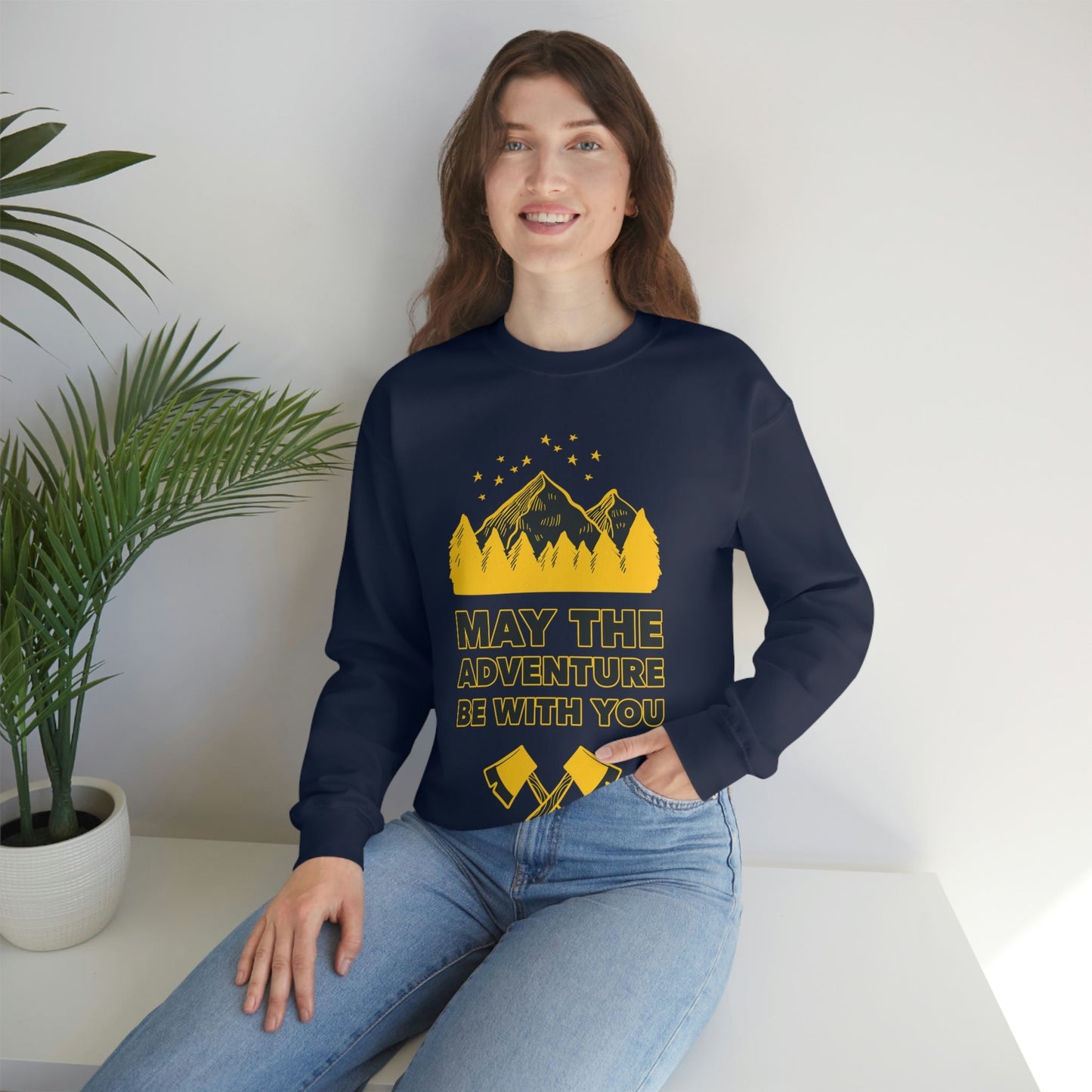 The Mountains Are Calling Hiking Fan Slogan Unisex Heavy Blend™ Crewneck Sweatshirt Ichaku [Perfect Gifts Selection]