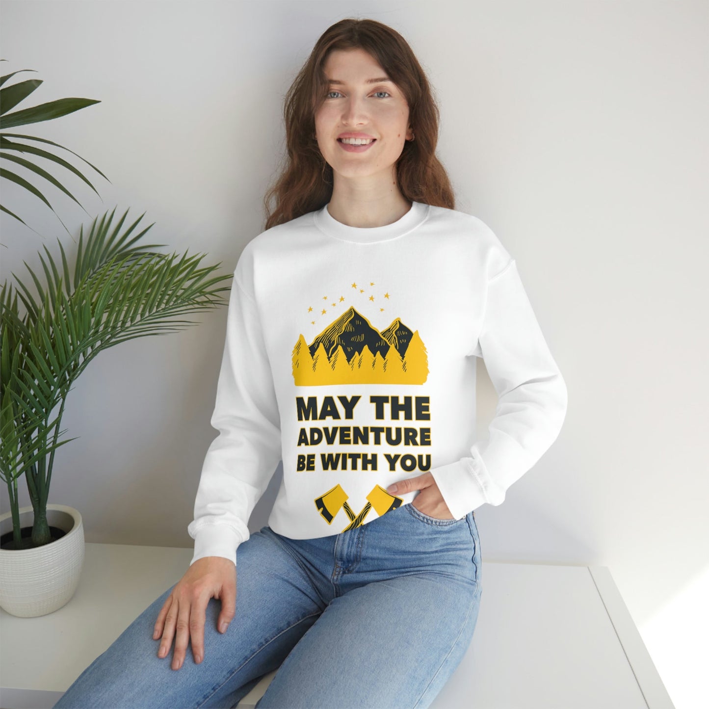 The Mountains Are Calling Hiking Fan Slogan Unisex Heavy Blend™ Crewneck Sweatshirt Ichaku [Perfect Gifts Selection]