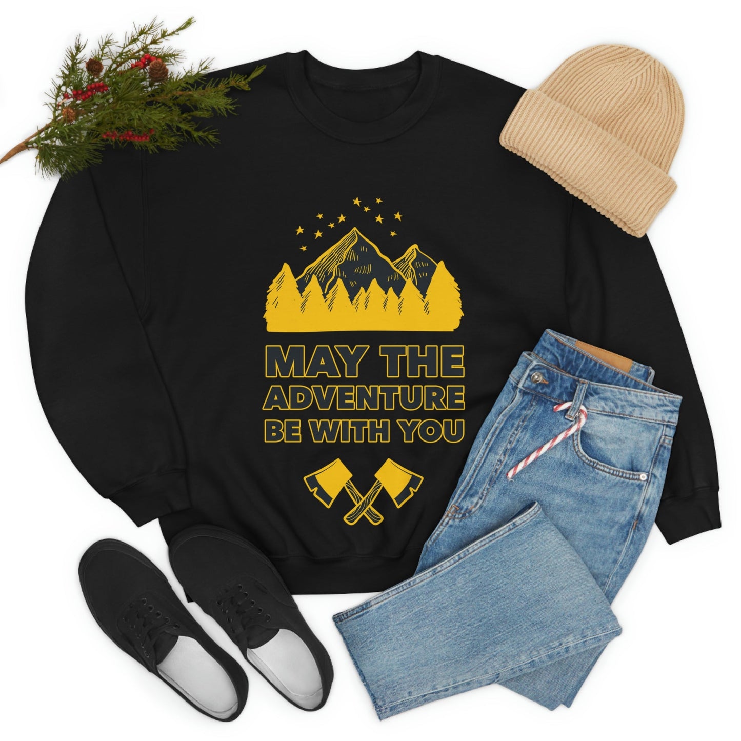 The Mountains Are Calling Hiking Fan Slogan Unisex Heavy Blend™ Crewneck Sweatshirt Ichaku [Perfect Gifts Selection]