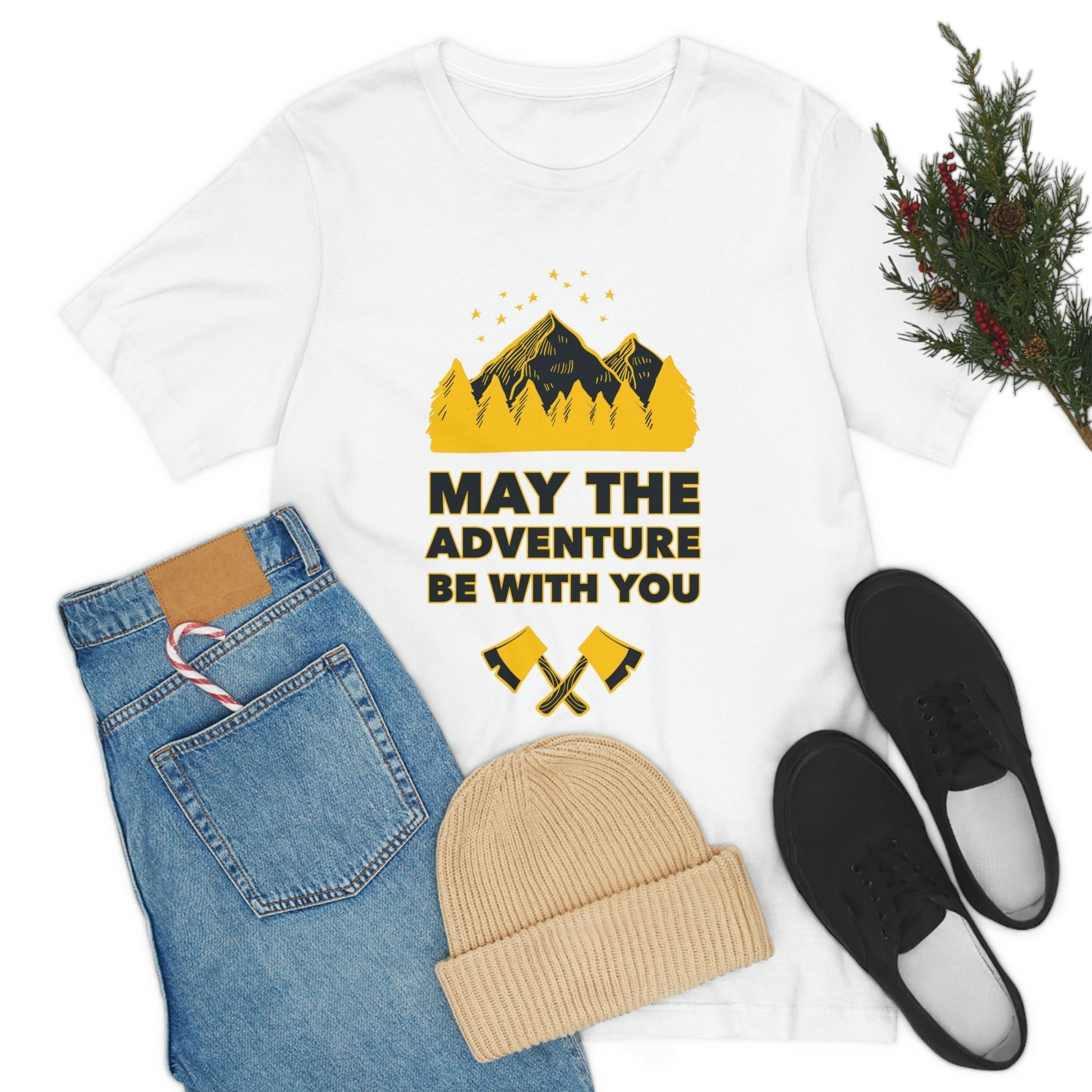 The Mountains Are Calling Hiking Fan Slogan Unisex Jersey Short Sleeve T-Shirt Ichaku [Perfect Gifts Selection]