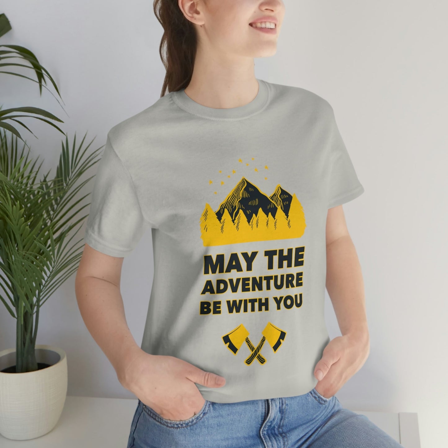 The Mountains Are Calling Hiking Fan Slogan Unisex Jersey Short Sleeve T-Shirt Ichaku [Perfect Gifts Selection]