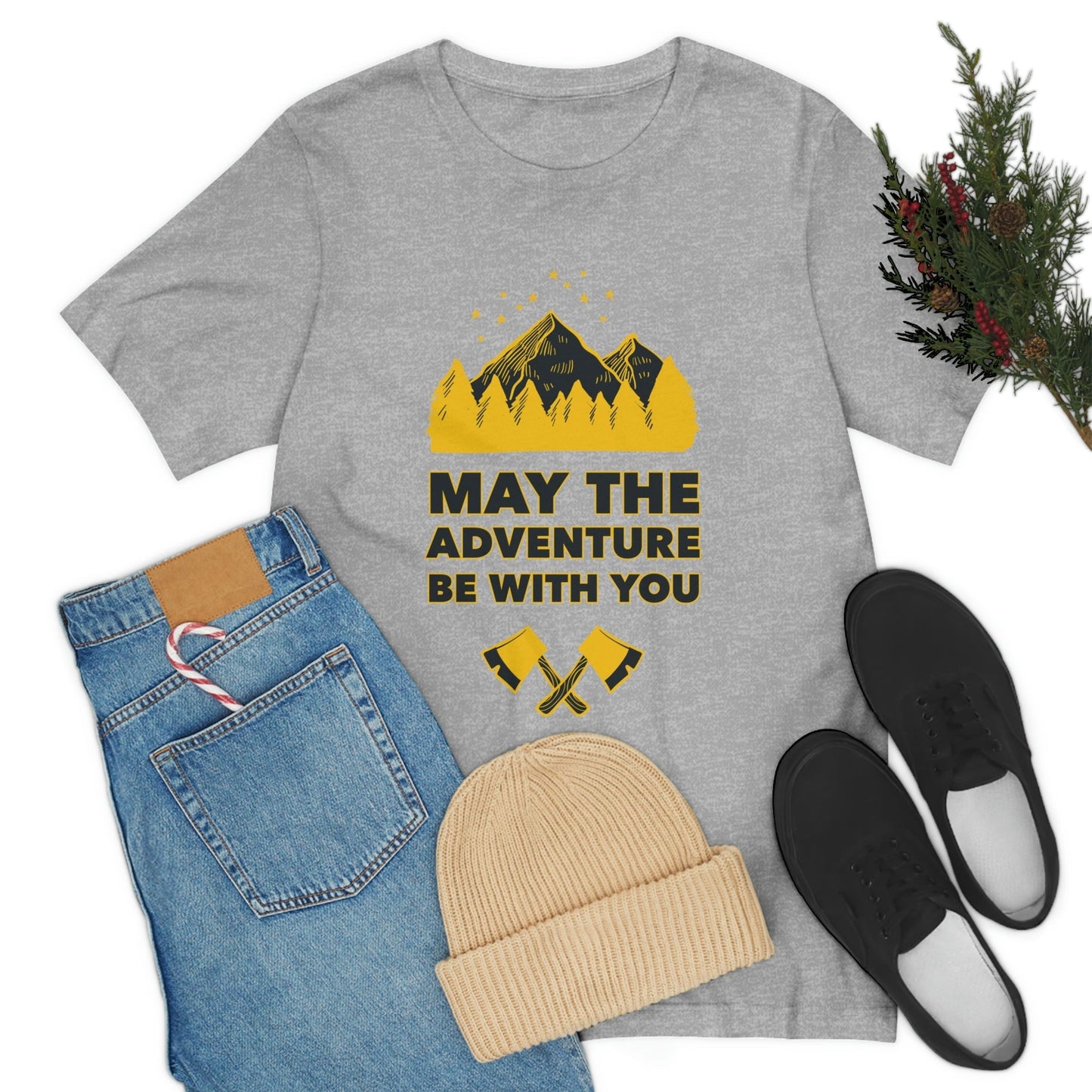 The Mountains Are Calling Hiking Fan Slogan Unisex Jersey Short Sleeve T-Shirt Ichaku [Perfect Gifts Selection]