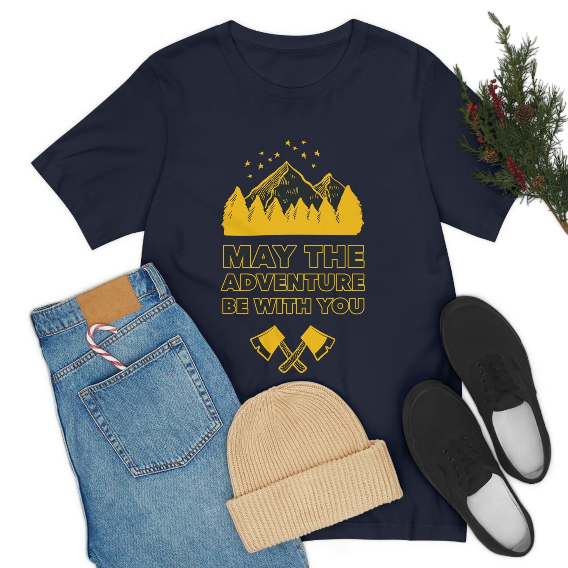 The Mountains Are Calling Hiking Fan Slogan Unisex Jersey Short Sleeve T-Shirt Ichaku [Perfect Gifts Selection]