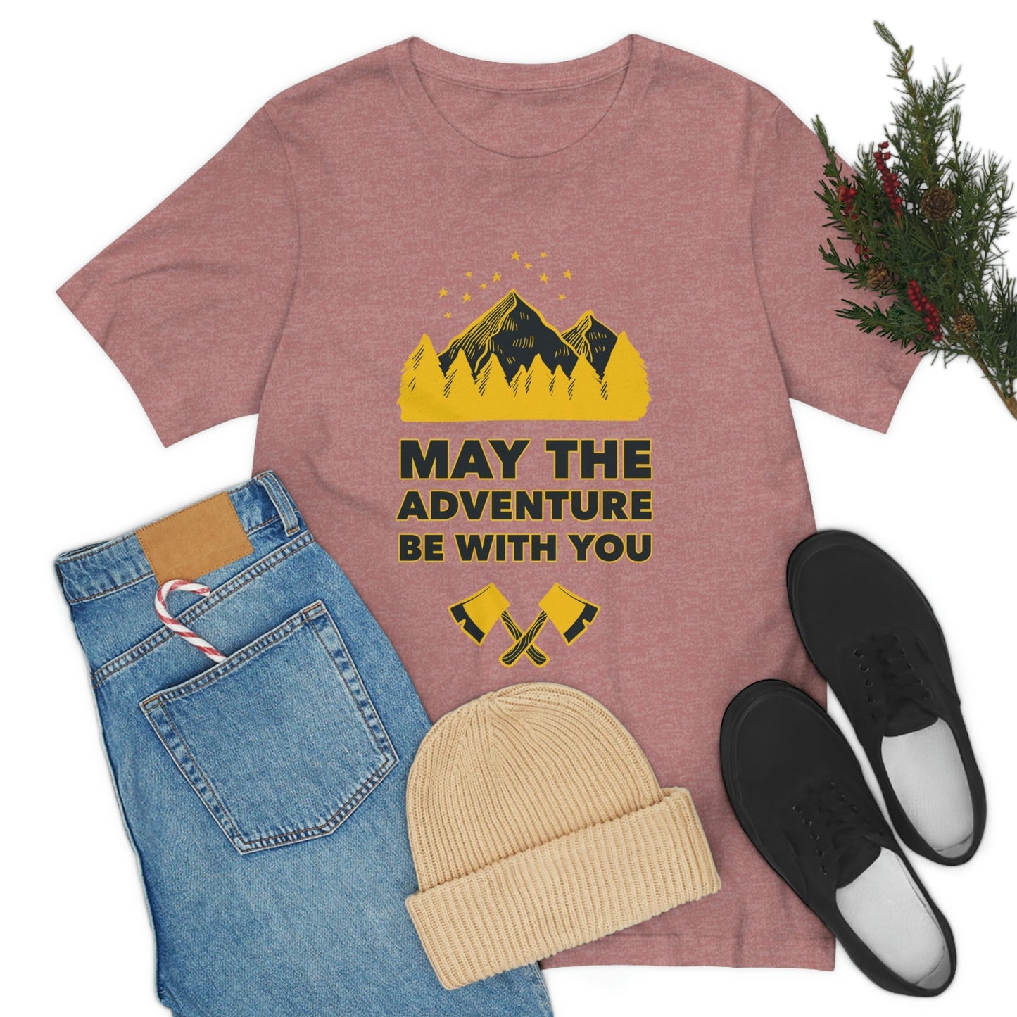 The Mountains Are Calling Hiking Fan Slogan Unisex Jersey Short Sleeve T-Shirt Ichaku [Perfect Gifts Selection]