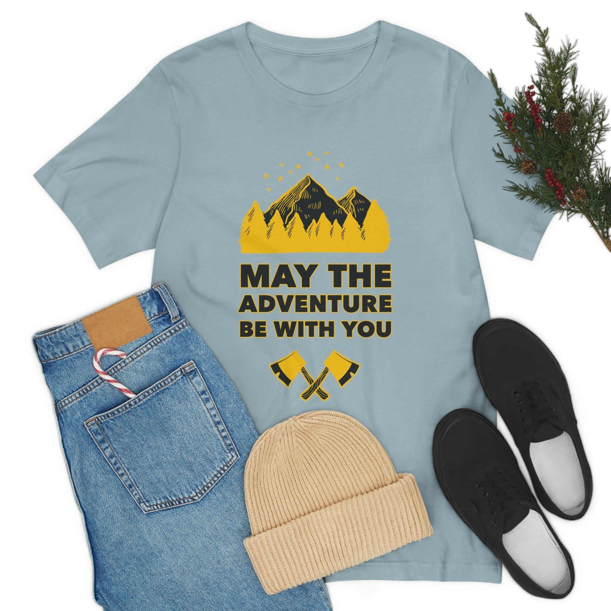 The Mountains Are Calling Hiking Fan Slogan Unisex Jersey Short Sleeve T-Shirt Ichaku [Perfect Gifts Selection]