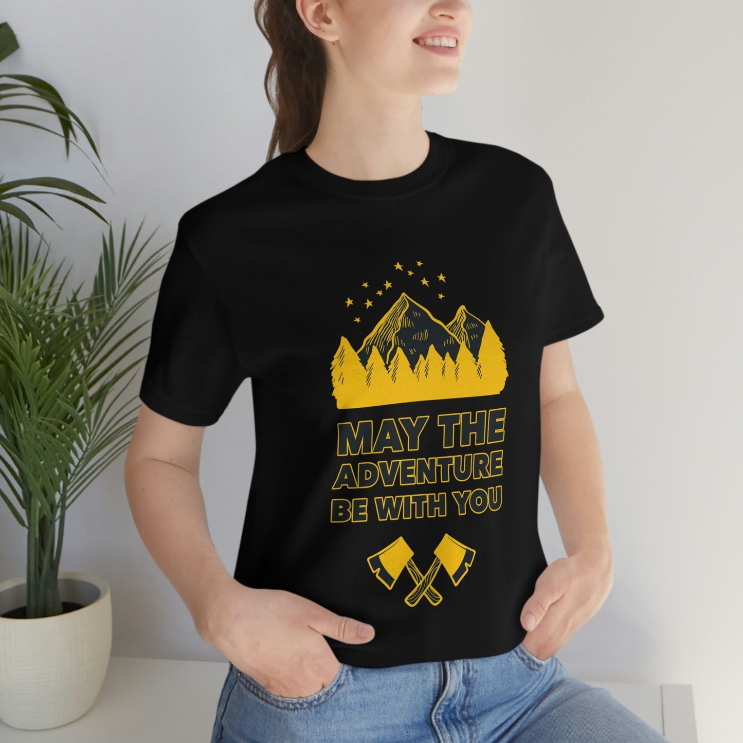 The Mountains Are Calling Hiking Fan Slogan Unisex Jersey Short Sleeve T-Shirt Ichaku [Perfect Gifts Selection]