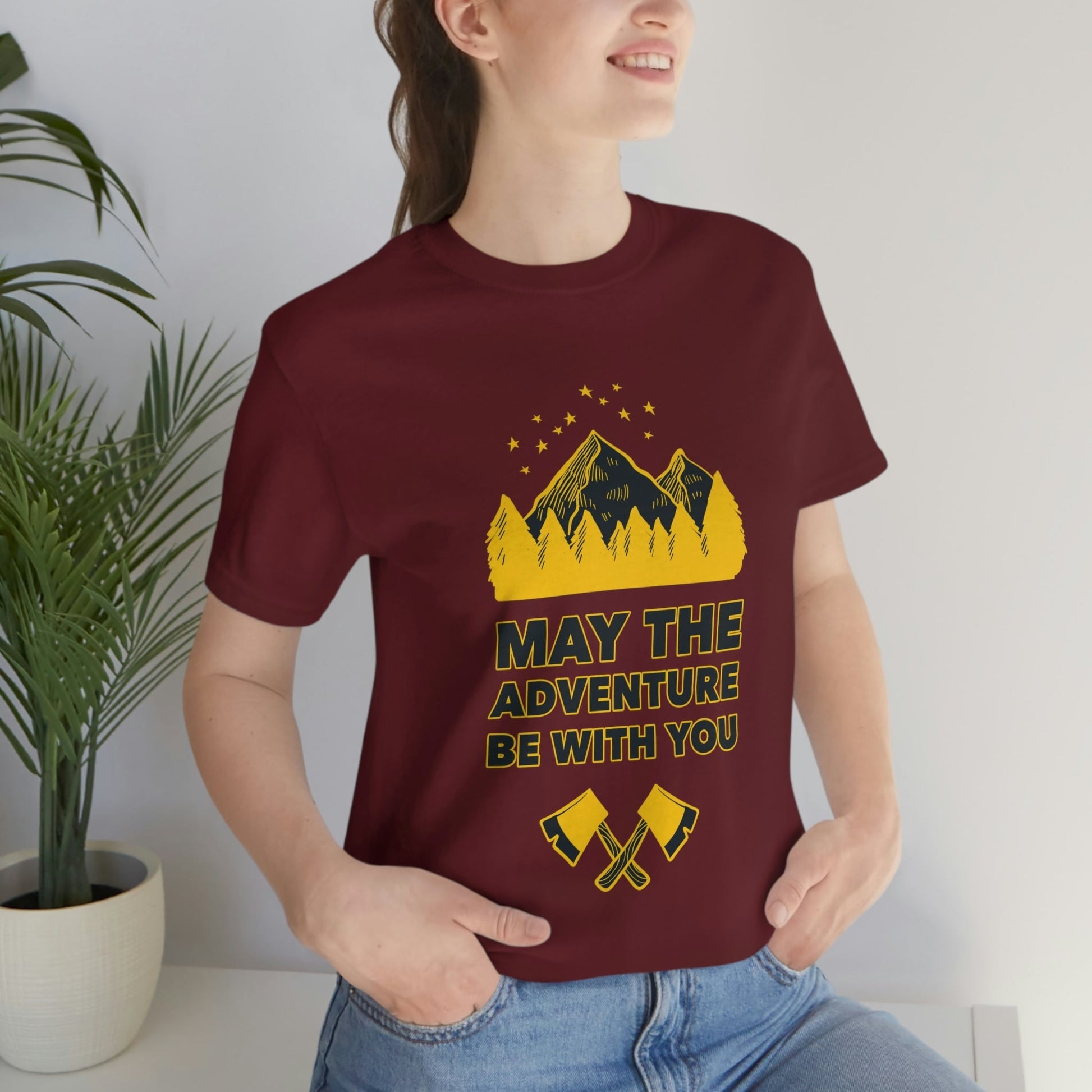 The Mountains Are Calling Hiking Fan Slogan Unisex Jersey Short Sleeve T-Shirt Ichaku [Perfect Gifts Selection]