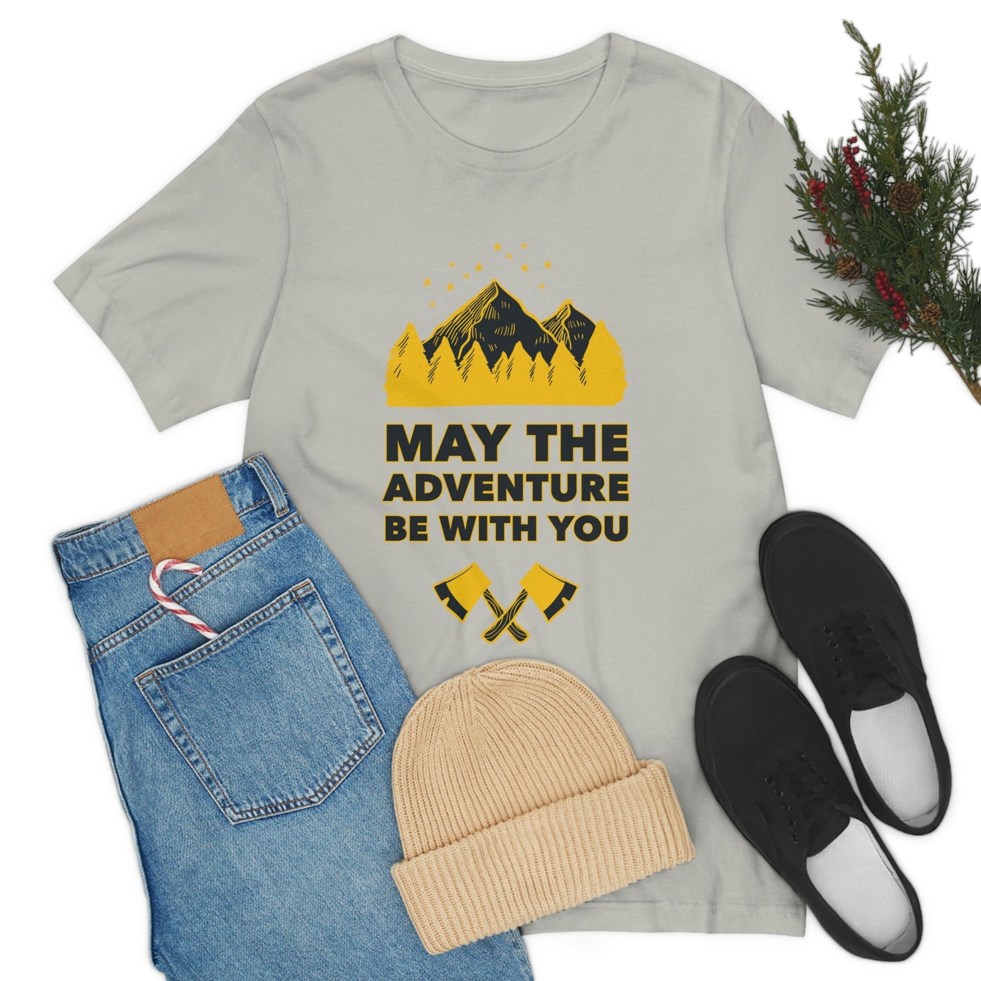 The Mountains Are Calling Hiking Fan Slogan Unisex Jersey Short Sleeve T-Shirt Ichaku [Perfect Gifts Selection]