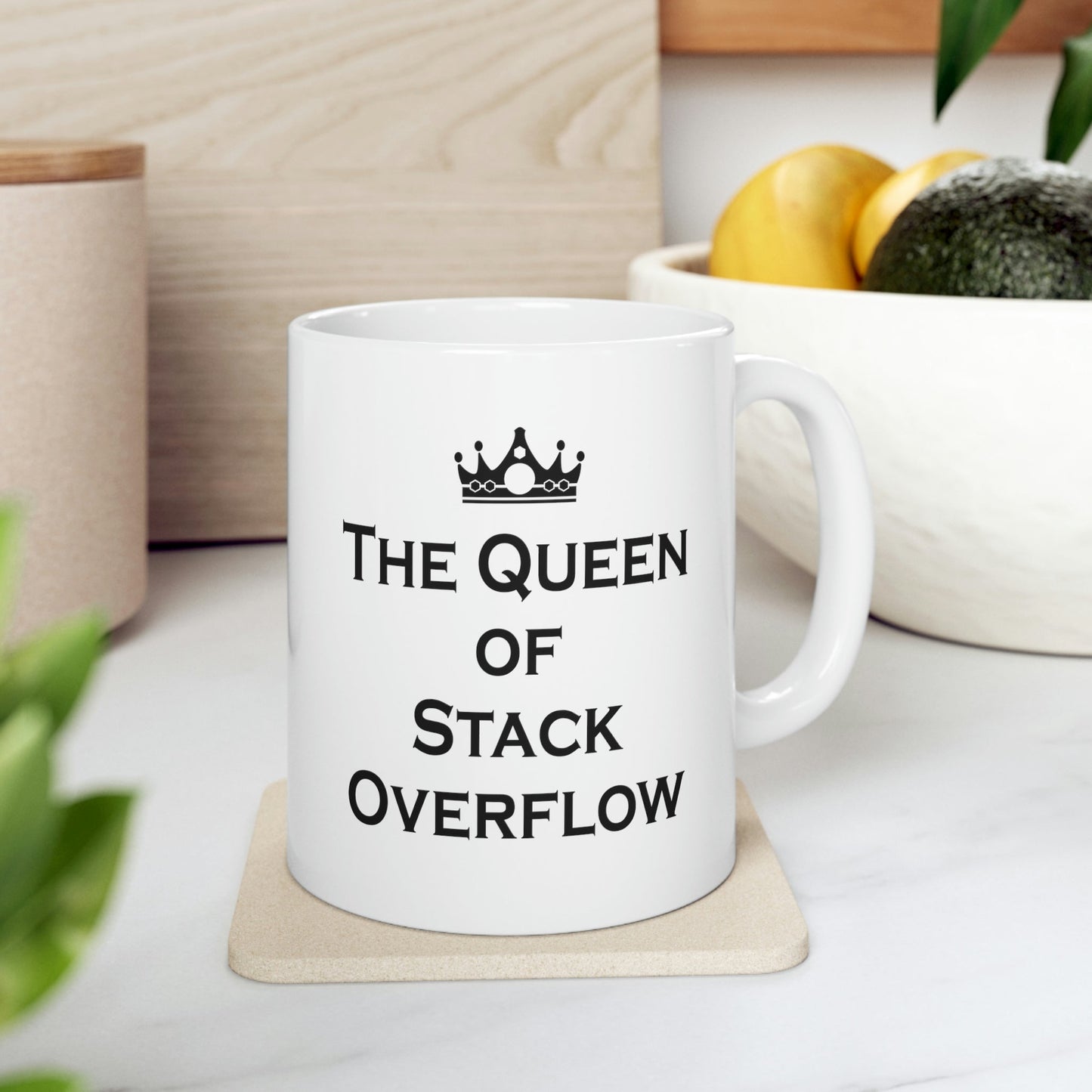 The Queen of Stack Overflow IT Funny Coding Ceramic Mug 11oz Ichaku [Perfect Gifts Selection]