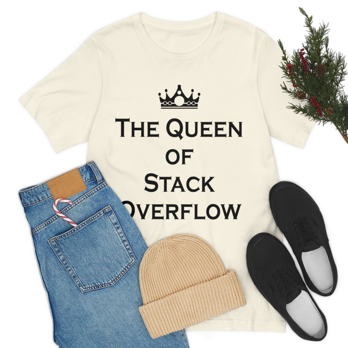 The Queen of Stack Overflow IT Funny Coding Unisex Jersey Short Sleeve T-Shirt Ichaku [Perfect Gifts Selection]