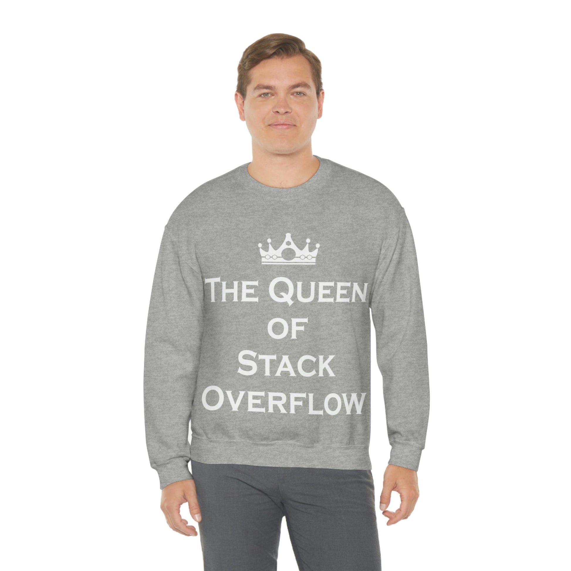 The Queen of Stack Overflow IT Funny Coding White Text  Unisex Heavy Blend™ Crewneck Sweatshirt Ichaku [Perfect Gifts Selection]