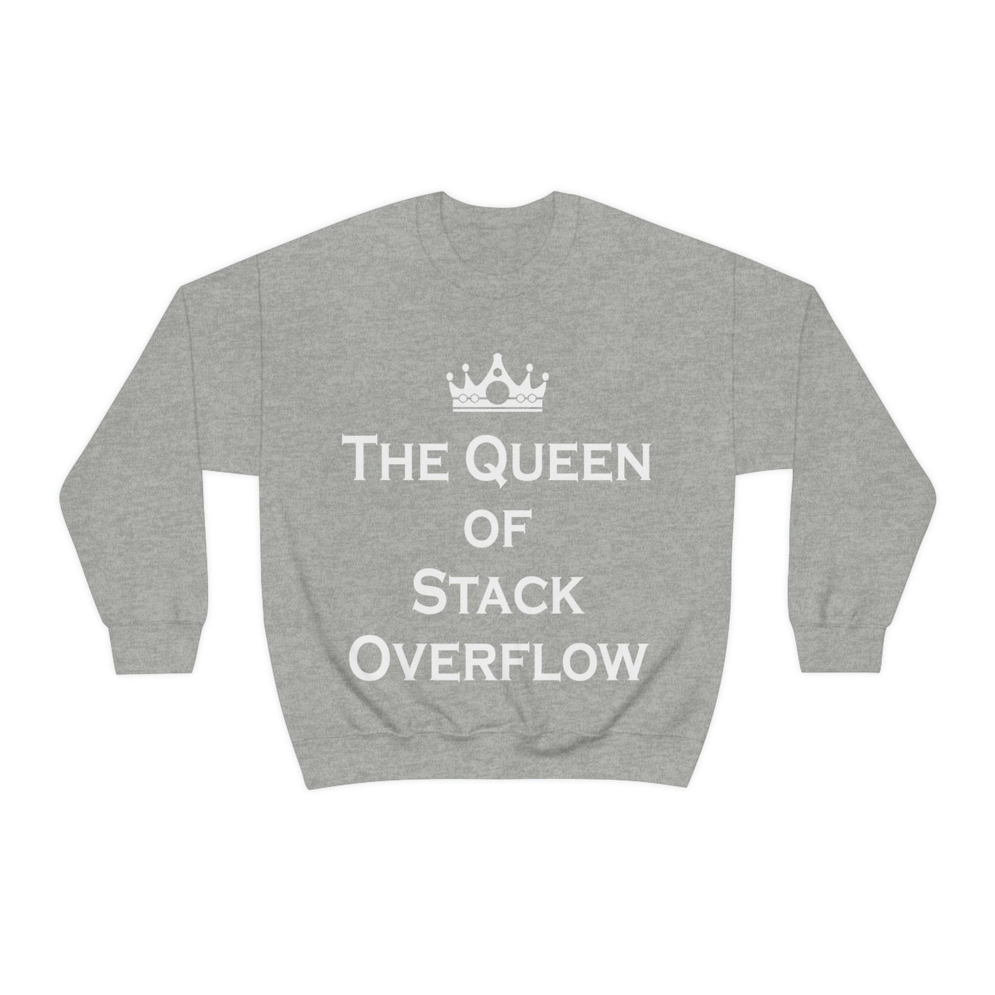 The Queen of Stack Overflow IT Funny Coding White Text  Unisex Heavy Blend™ Crewneck Sweatshirt Ichaku [Perfect Gifts Selection]