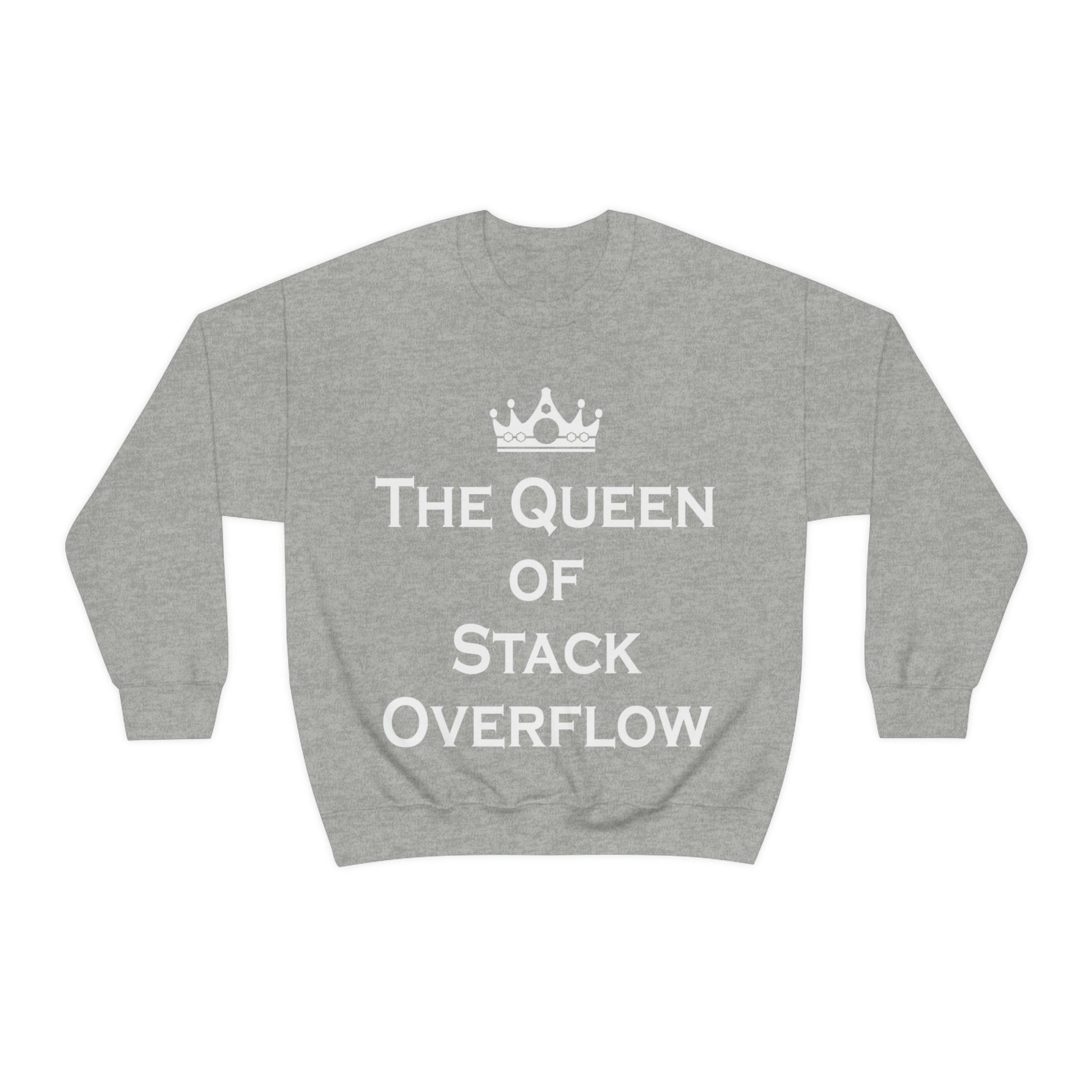 The Queen of Stack Overflow IT Funny Coding White Text  Unisex Heavy Blend™ Crewneck Sweatshirt Ichaku [Perfect Gifts Selection]