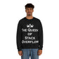 The Queen of Stack Overflow IT Funny Coding White Text  Unisex Heavy Blend™ Crewneck Sweatshirt Ichaku [Perfect Gifts Selection]