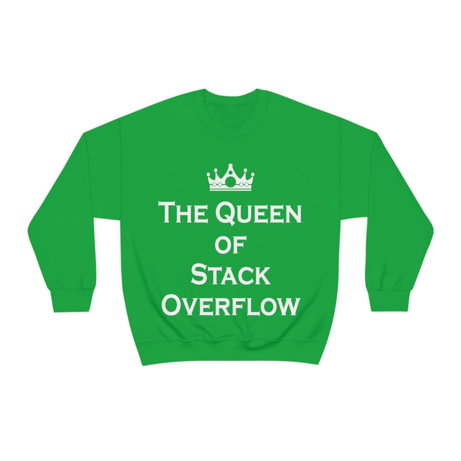 The Queen of Stack Overflow IT Funny Coding White Text  Unisex Heavy Blend™ Crewneck Sweatshirt Ichaku [Perfect Gifts Selection]