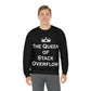 The Queen of Stack Overflow IT Funny Coding White Text  Unisex Heavy Blend™ Crewneck Sweatshirt Ichaku [Perfect Gifts Selection]