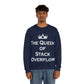 The Queen of Stack Overflow IT Funny Coding White Text  Unisex Heavy Blend™ Crewneck Sweatshirt Ichaku [Perfect Gifts Selection]