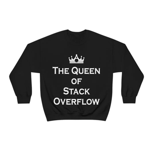 The Queen of Stack Overflow IT Funny Coding White Text  Unisex Heavy Blend™ Crewneck Sweatshirt Ichaku [Perfect Gifts Selection]