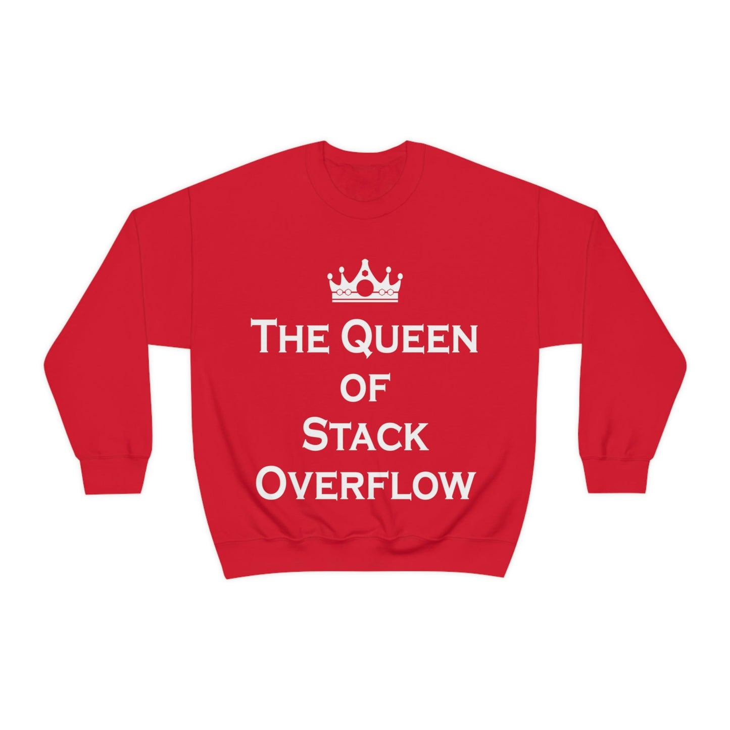 The Queen of Stack Overflow IT Funny Coding White Text  Unisex Heavy Blend™ Crewneck Sweatshirt Ichaku [Perfect Gifts Selection]