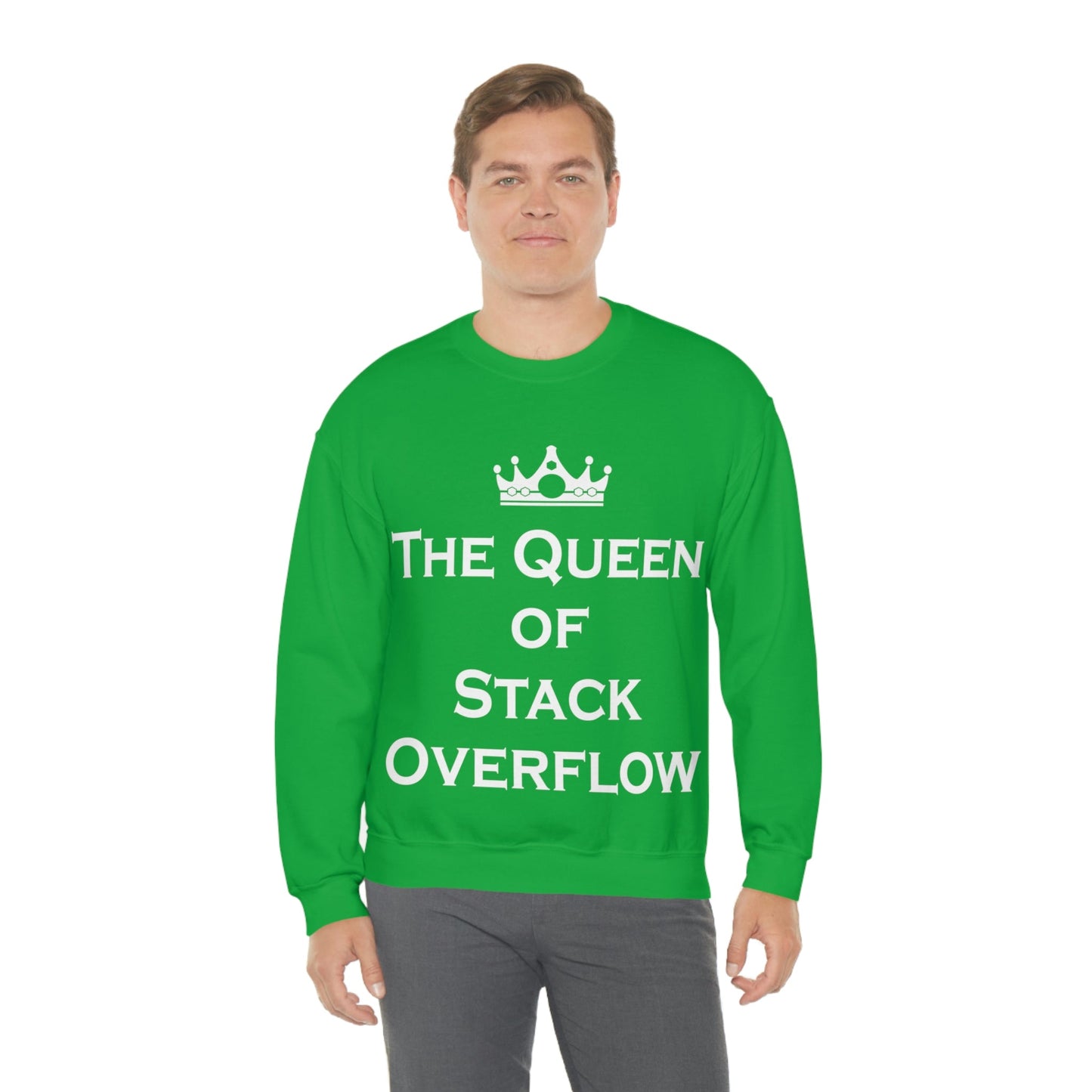 The Queen of Stack Overflow IT Funny Coding White Text  Unisex Heavy Blend™ Crewneck Sweatshirt Ichaku [Perfect Gifts Selection]