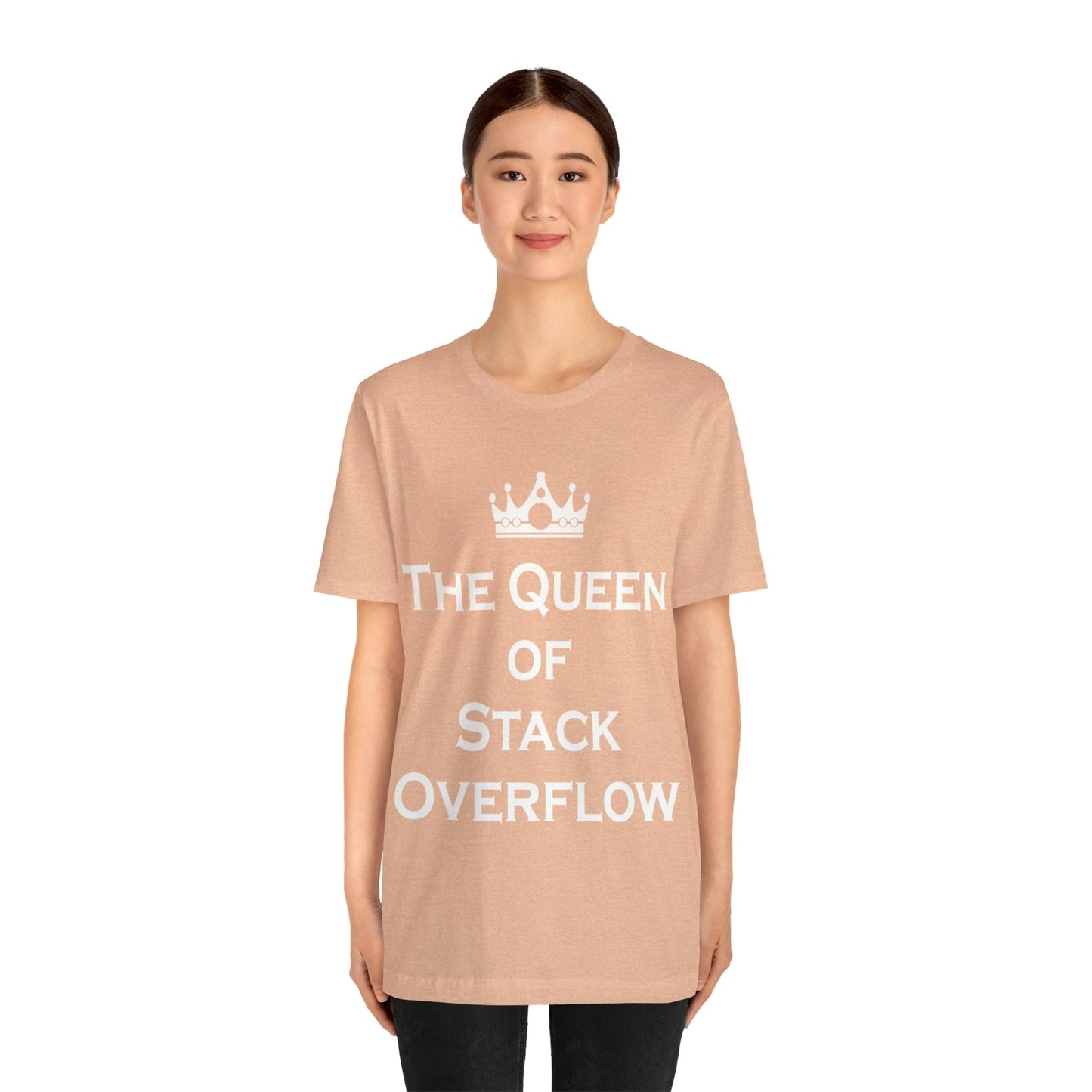 The Queen of Stack Overflow IT Funny Coding White Text Unisex Jersey Short Sleeve T-Shirt Ichaku [Perfect Gifts Selection]