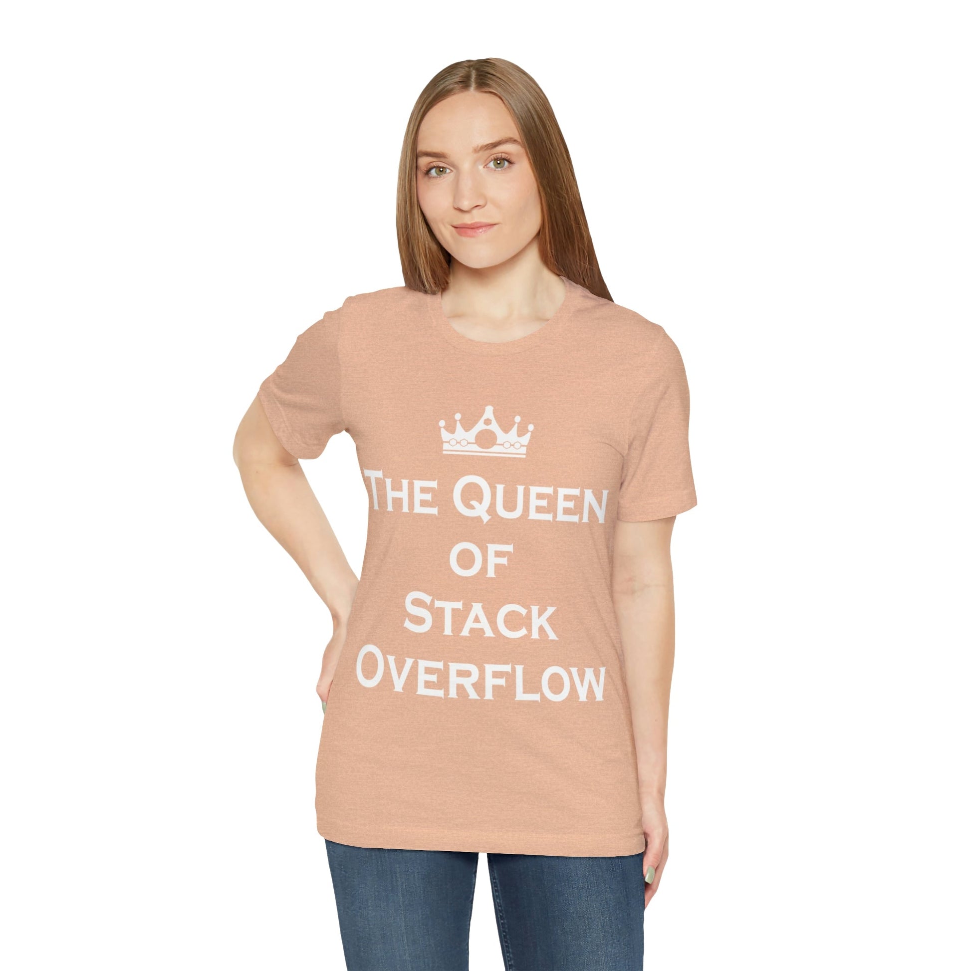 The Queen of Stack Overflow IT Funny Coding White Text Unisex Jersey Short Sleeve T-Shirt Ichaku [Perfect Gifts Selection]