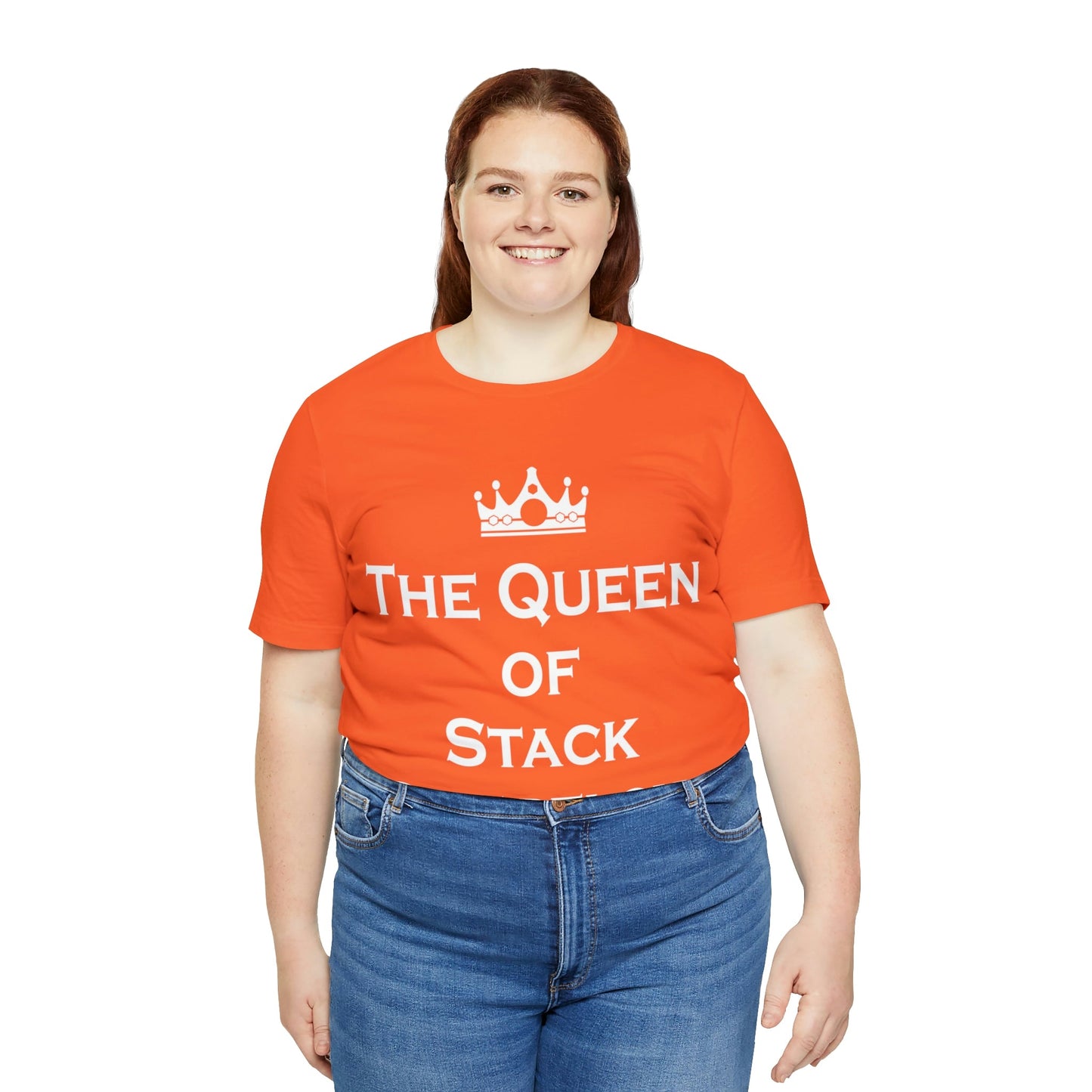 The Queen of Stack Overflow IT Funny Coding White Text Unisex Jersey Short Sleeve T-Shirt Ichaku [Perfect Gifts Selection]