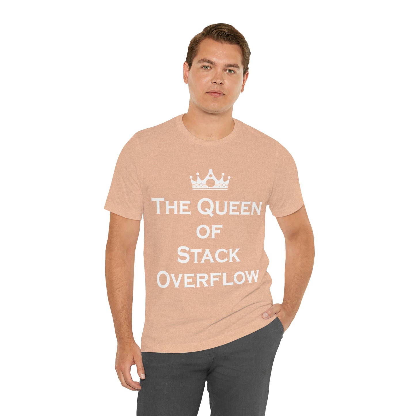 The Queen of Stack Overflow IT Funny Coding White Text Unisex Jersey Short Sleeve T-Shirt Ichaku [Perfect Gifts Selection]