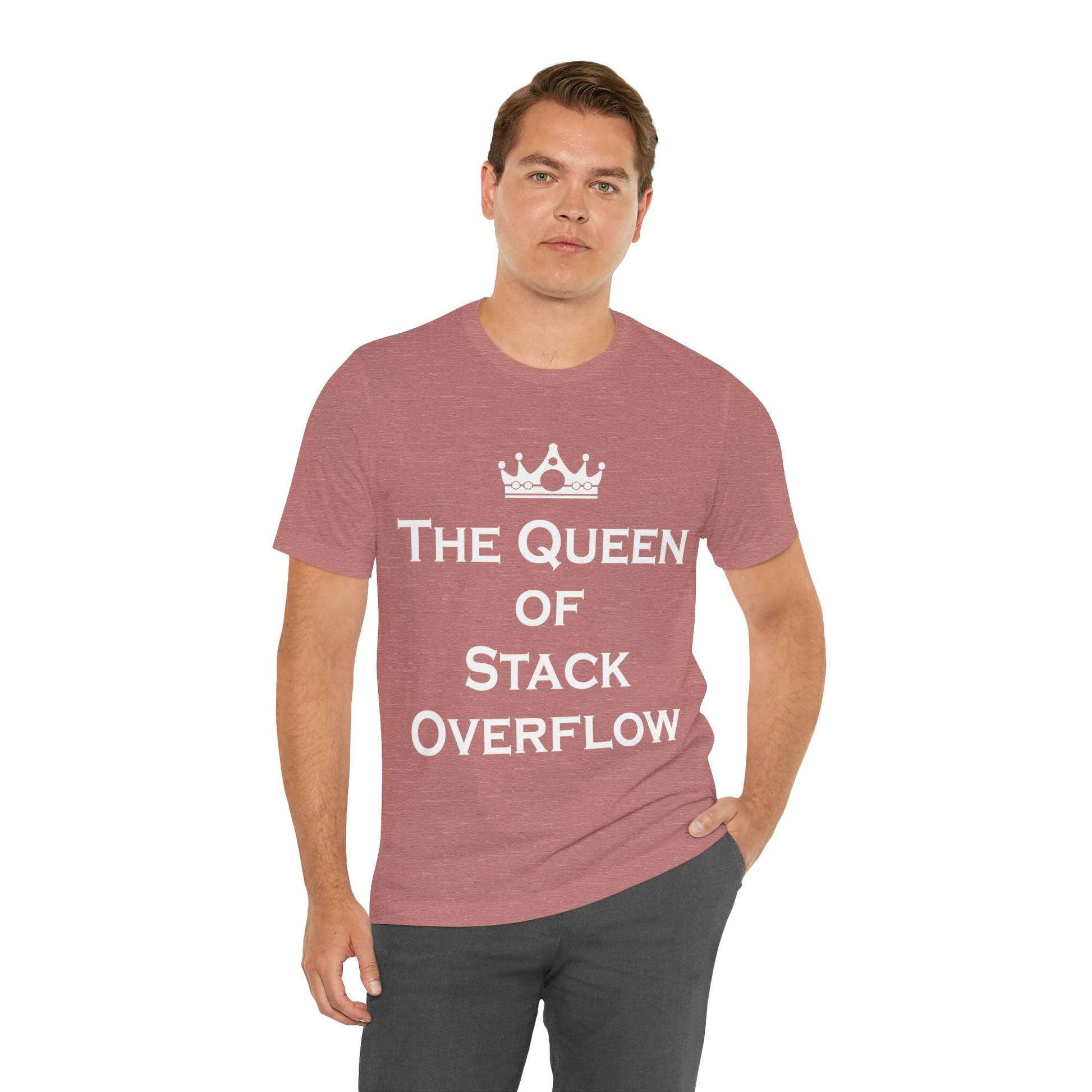 The Queen of Stack Overflow IT Funny Coding White Text Unisex Jersey Short Sleeve T-Shirt Ichaku [Perfect Gifts Selection]