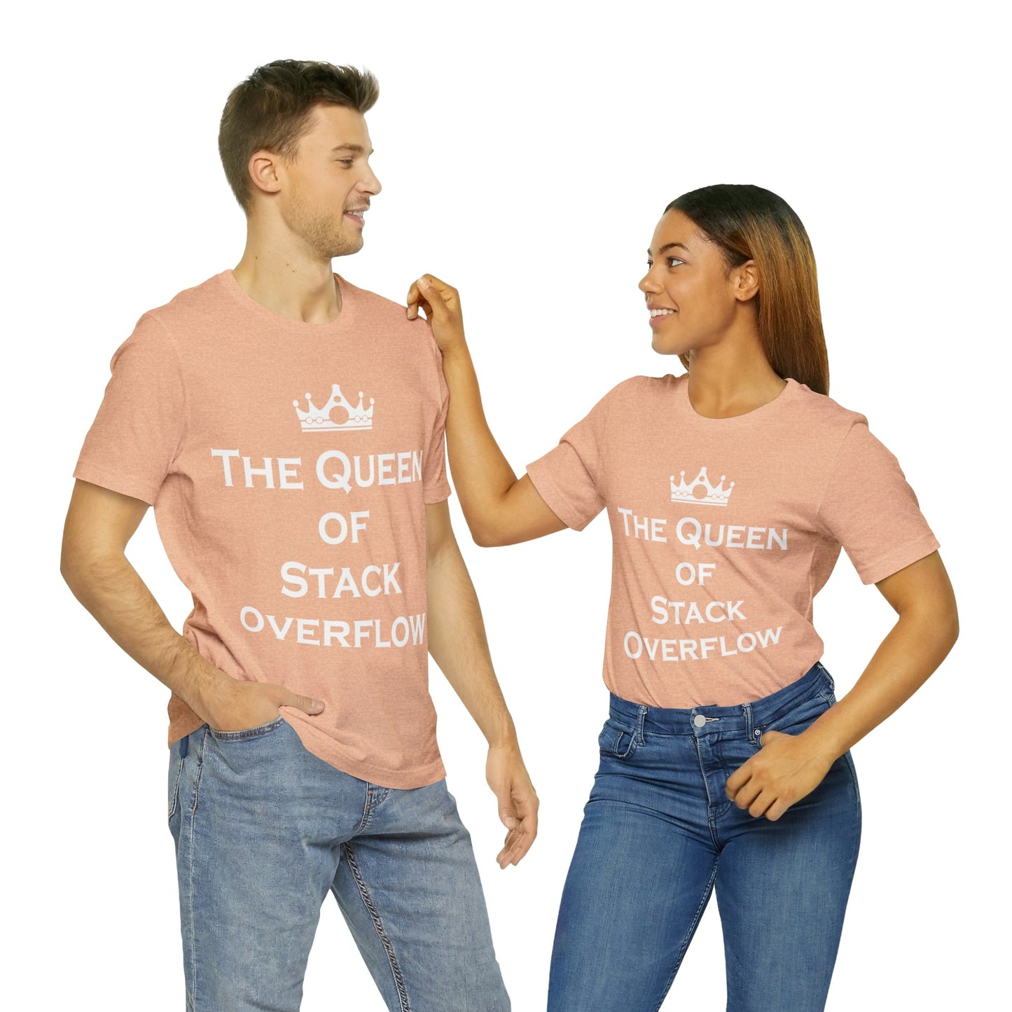 The Queen of Stack Overflow IT Funny Coding White Text Unisex Jersey Short Sleeve T-Shirt Ichaku [Perfect Gifts Selection]