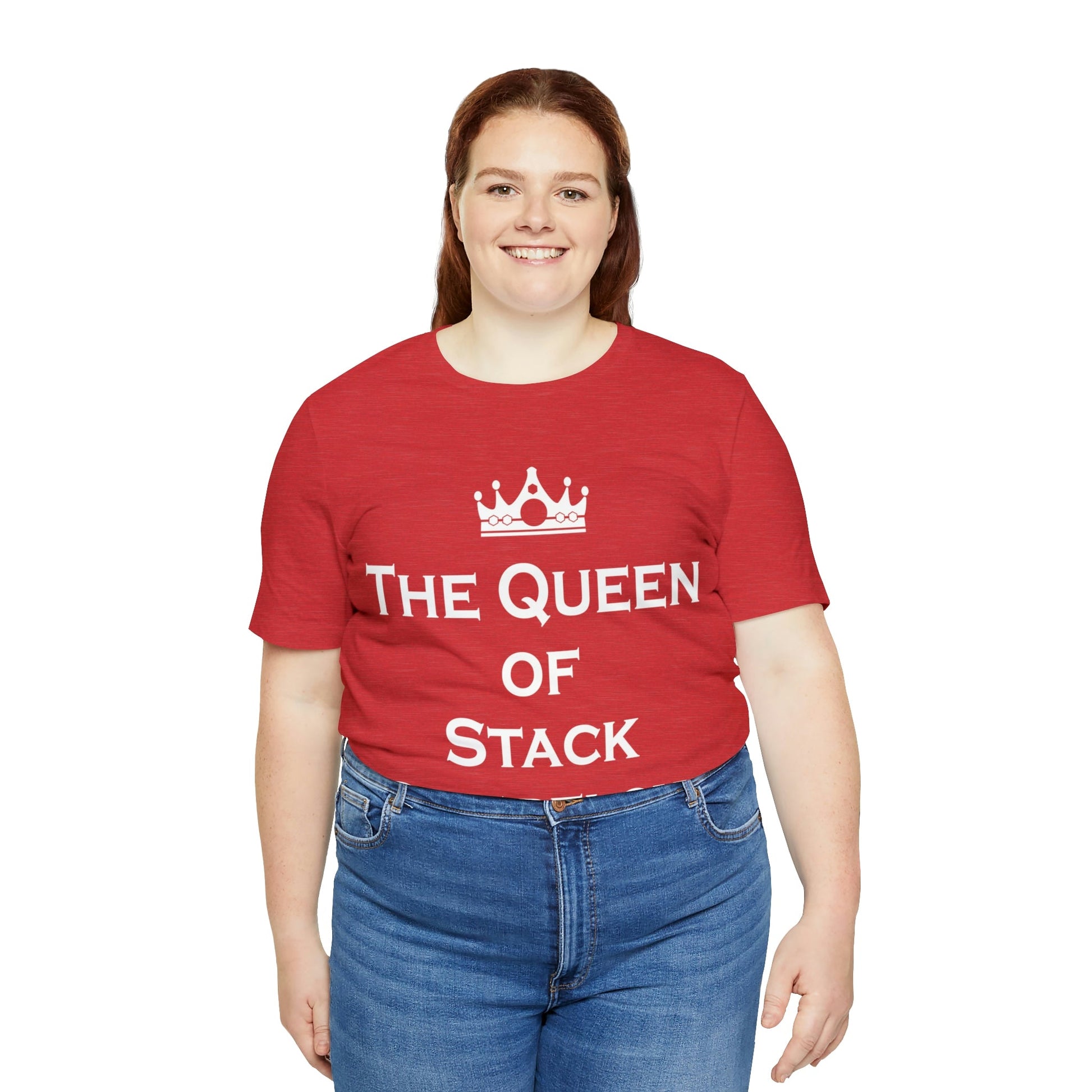 The Queen of Stack Overflow IT Funny Coding White Text Unisex Jersey Short Sleeve T-Shirt Ichaku [Perfect Gifts Selection]