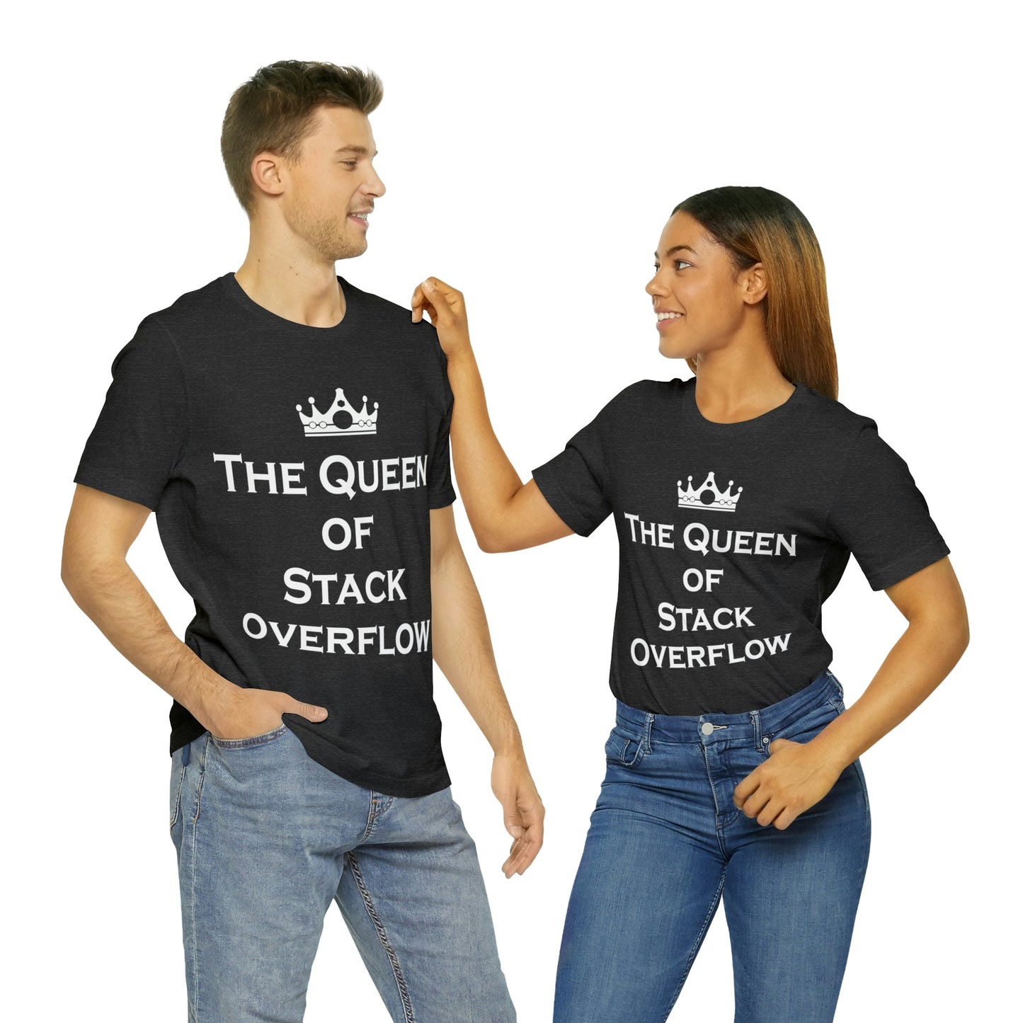 The Queen of Stack Overflow IT Funny Coding White Text Unisex Jersey Short Sleeve T-Shirt Ichaku [Perfect Gifts Selection]