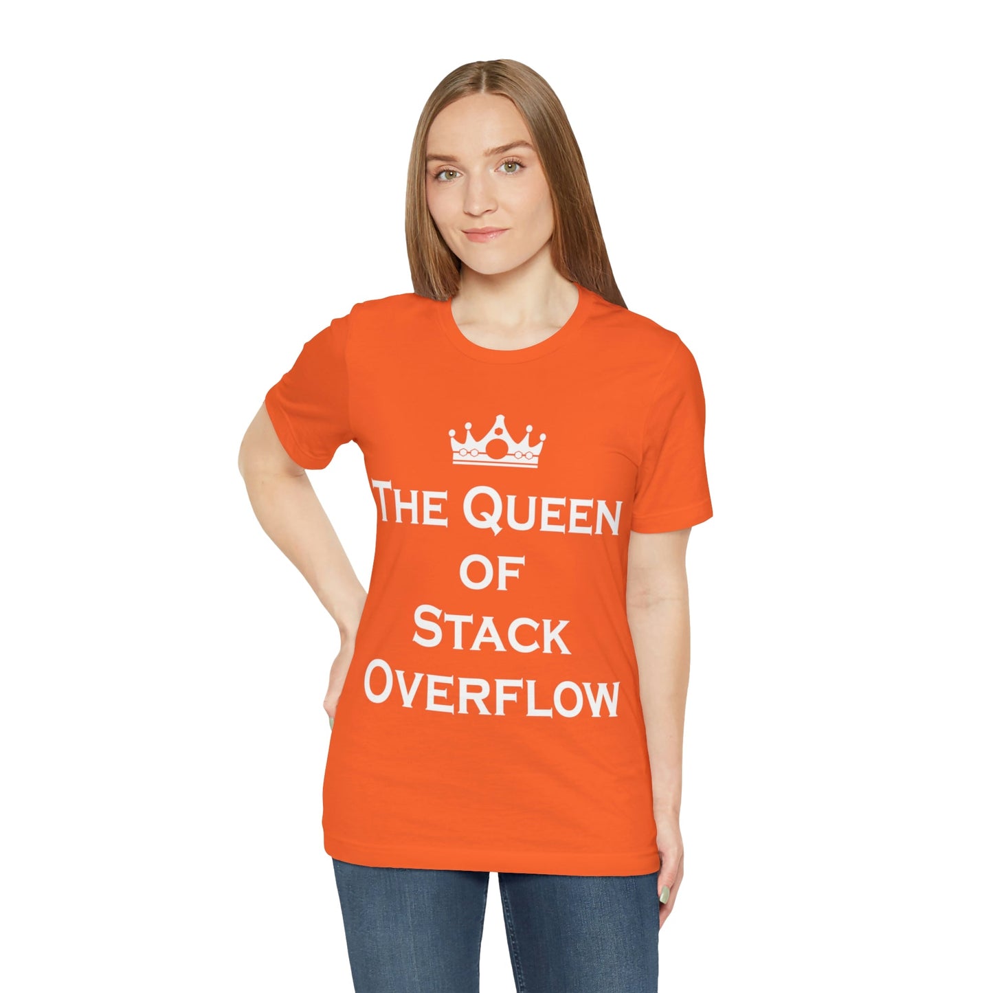 The Queen of Stack Overflow IT Funny Coding White Text Unisex Jersey Short Sleeve T-Shirt Ichaku [Perfect Gifts Selection]