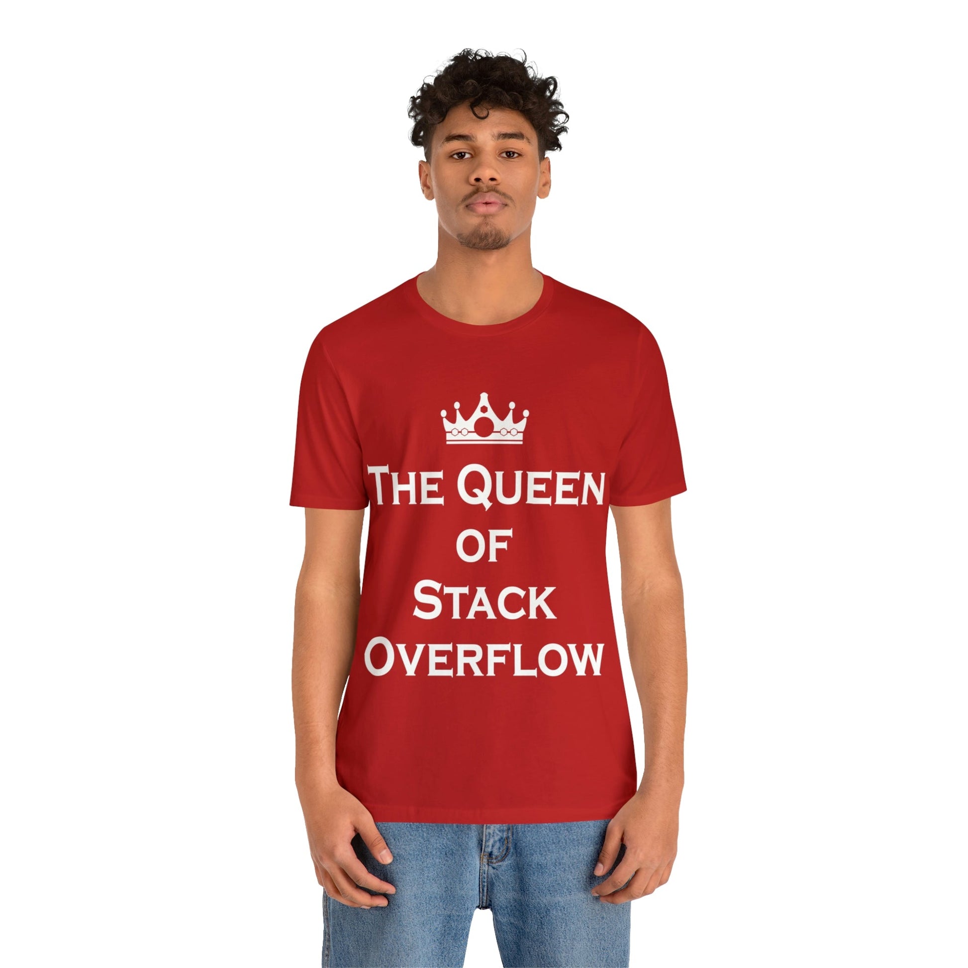 The Queen of Stack Overflow IT Funny Coding White Text Unisex Jersey Short Sleeve T-Shirt Ichaku [Perfect Gifts Selection]