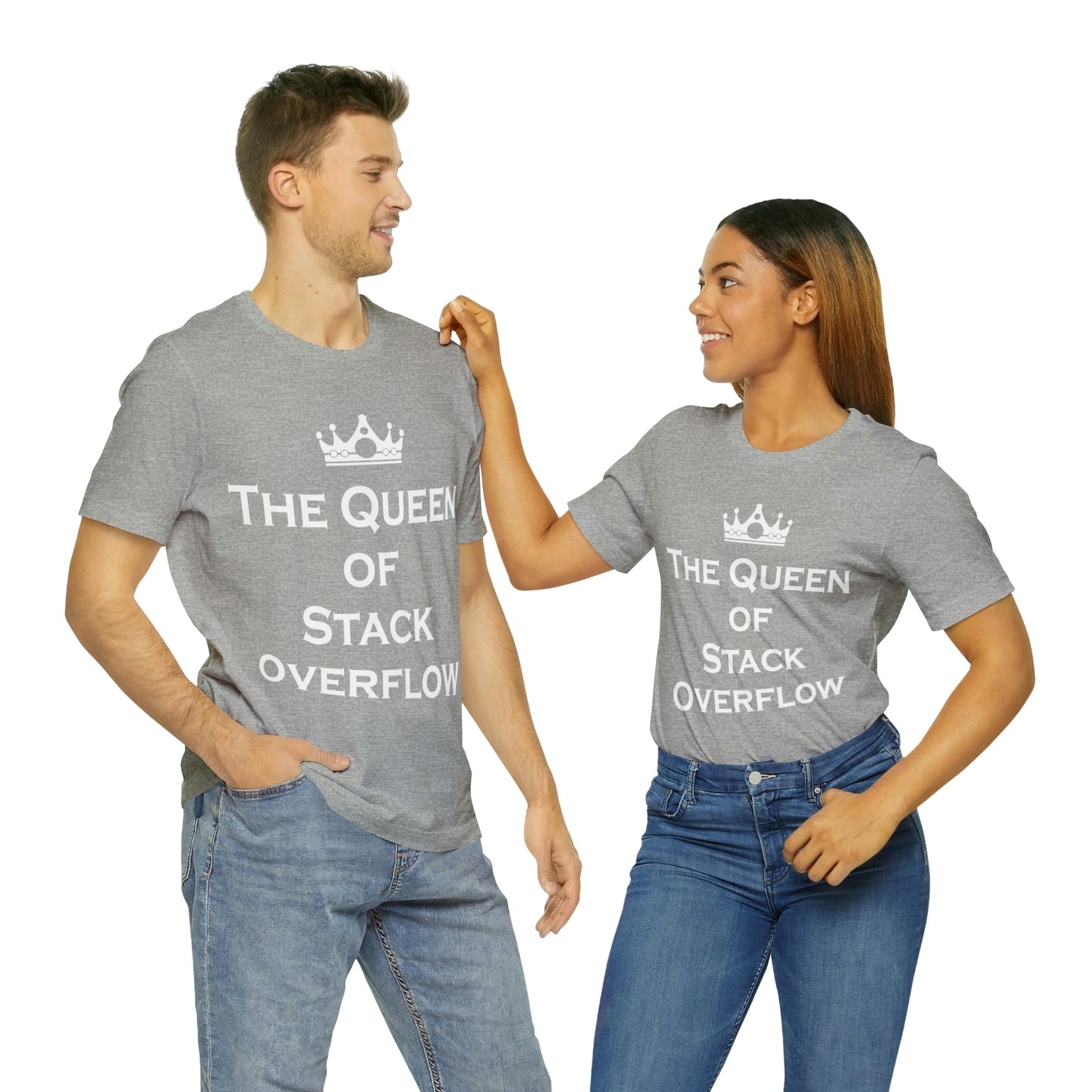 The Queen of Stack Overflow IT Funny Coding White Text Unisex Jersey Short Sleeve T-Shirt Ichaku [Perfect Gifts Selection]