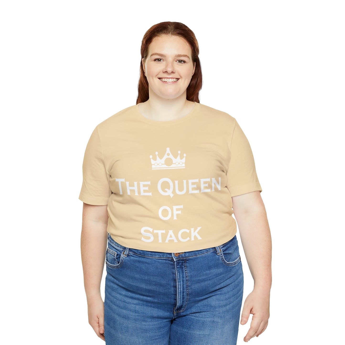 The Queen of Stack Overflow IT Funny Coding White Text Unisex Jersey Short Sleeve T-Shirt Ichaku [Perfect Gifts Selection]